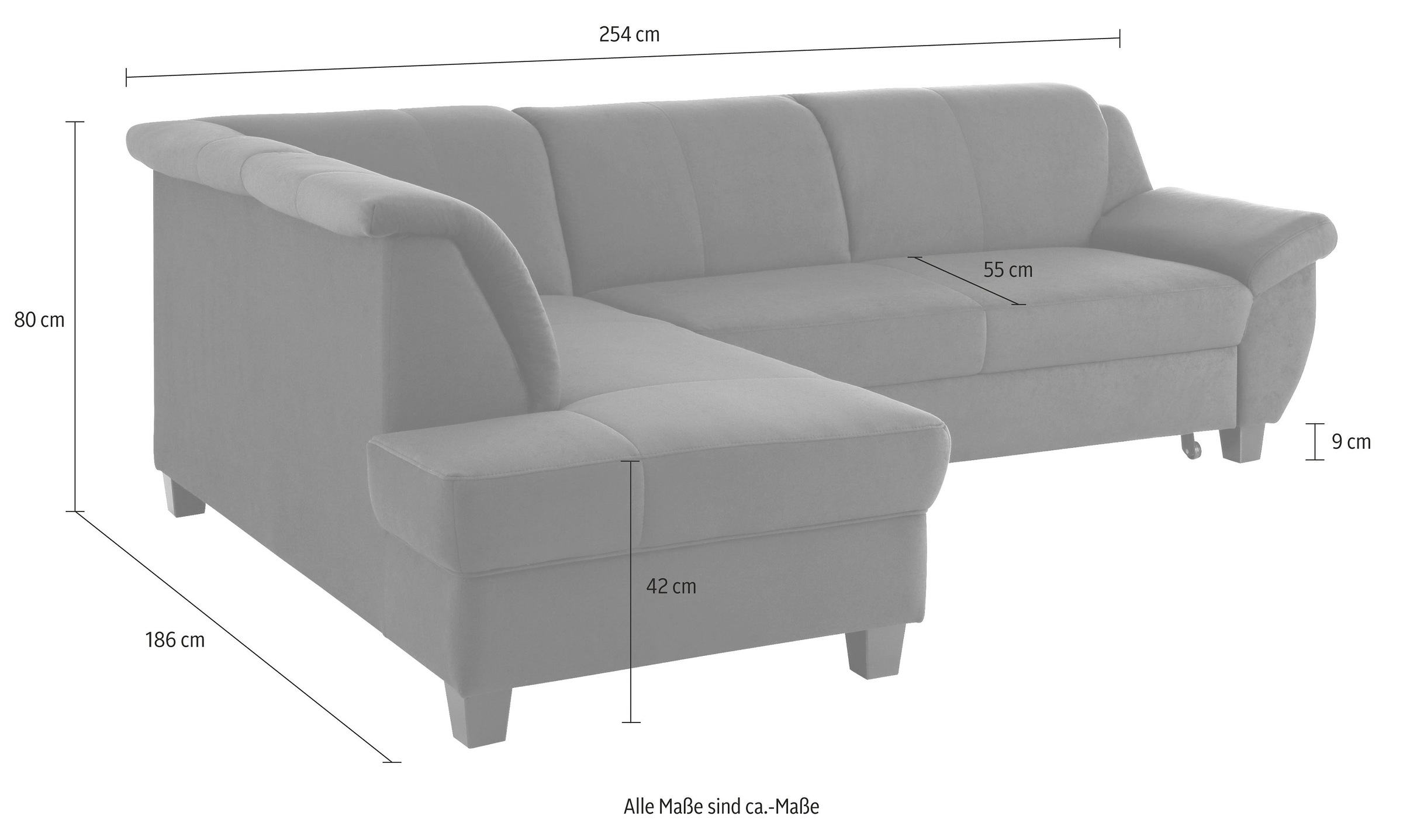 Home affaire Ecksofa »Yesterday Sitzbelastung 140 kg, L-Form«, wahlweise mit Bettfunktion, auch in Cord