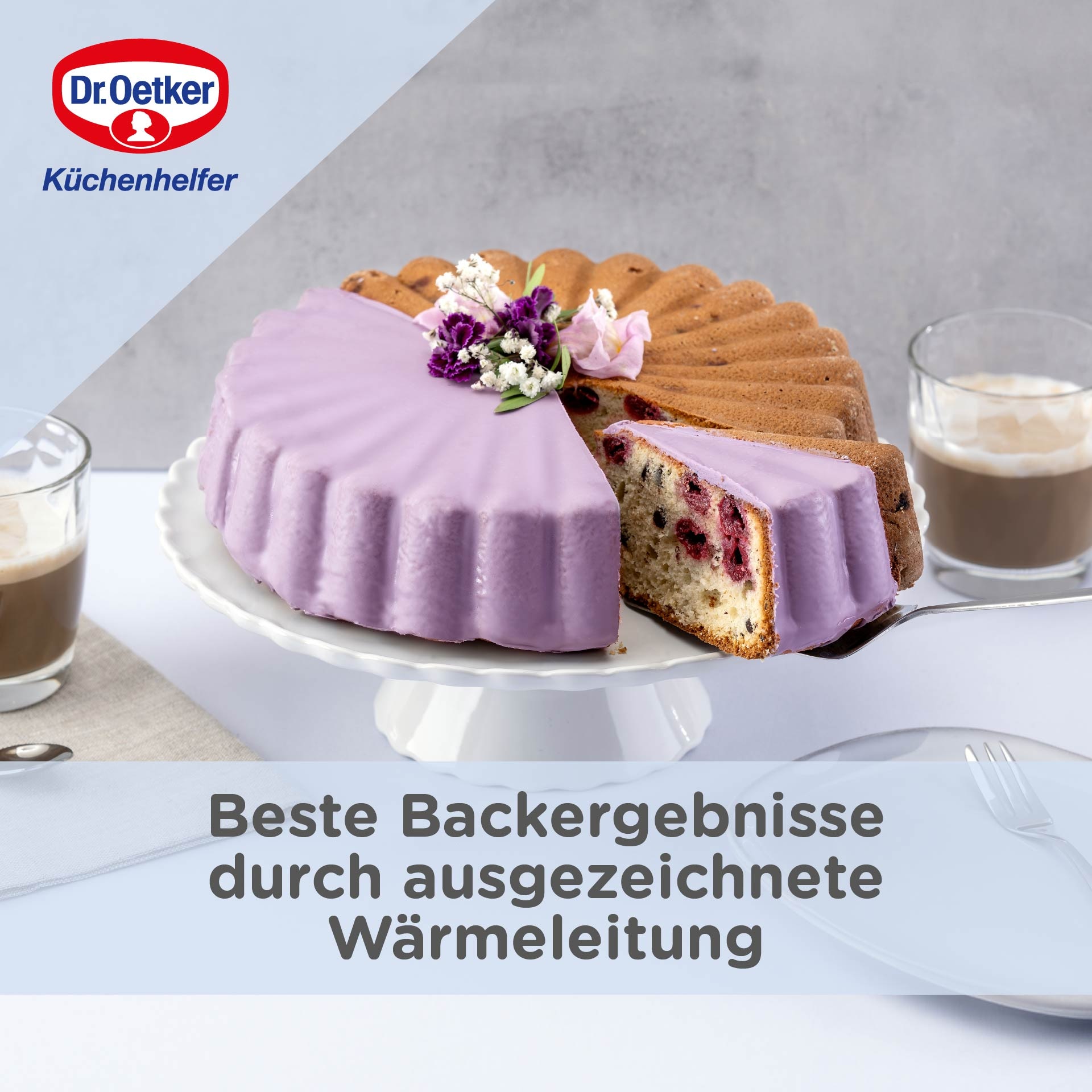 Dr. Oetker Küchenhelfer Backform »Charlottenform Back-Liebe Emaille, Ø 28 cm, ozeanblau«