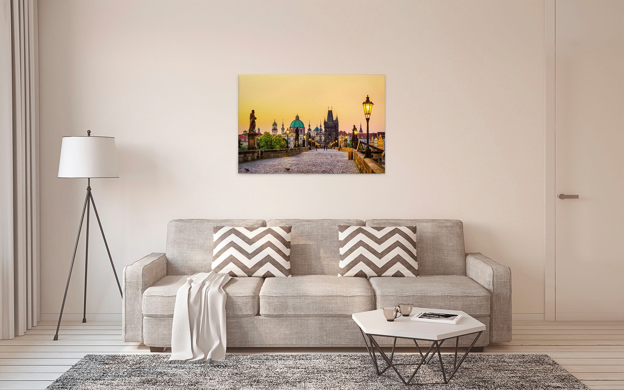 A.S. Création Leinwandbild »Charles Bridge«, Kunst-Gemälde-Kinder, (1 St.), Brücke Großstadt Keilrahmen Bild Prag Leinwand-Bild Wohnzimmer modern