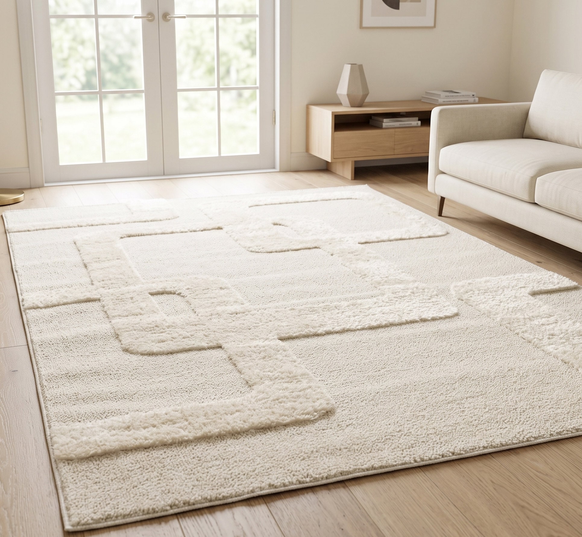 OTTO home Teppich »Modea, geometrisches Muster« rechteckig 20 mm Höhe Ton-in-Ton, Hoch-Tief, weich, Wohnzimmer, Schlafzimmer