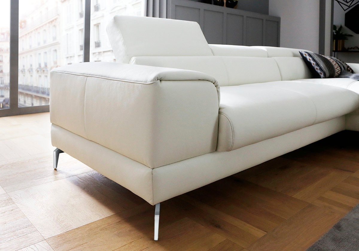 W.SCHILLIG Ecksofa »piedroo, Designsofa mit tollem Sitzkomfort, bequem und elegant, L-Form«, Kopfteilverstellung, wahlweise mit Sitztiefenverstellung, Breite 303cm