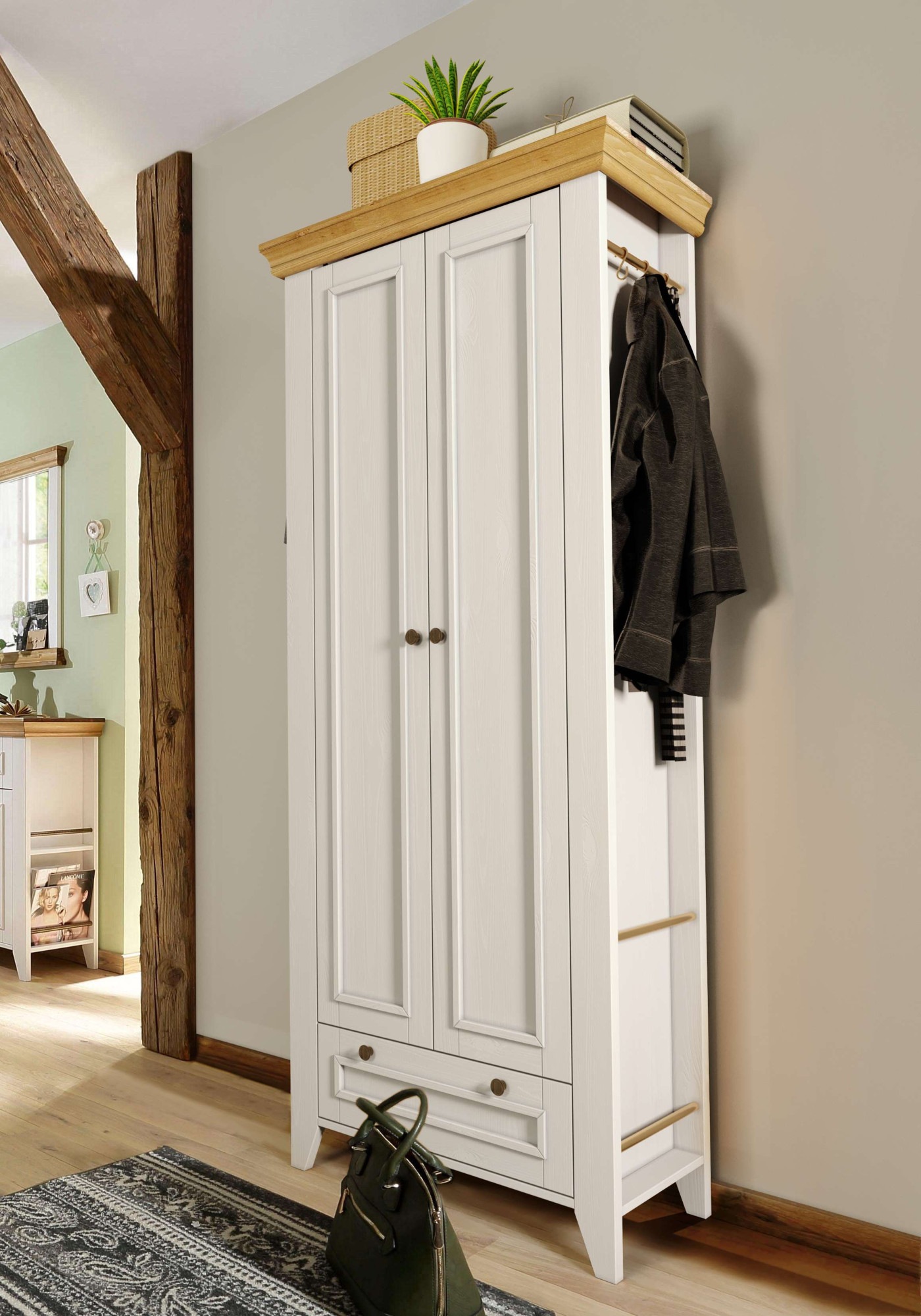 OTTO home Garderobenschrank "Skandinavia" Massivholz, 2-türig, mit Schubkas günstig online kaufen