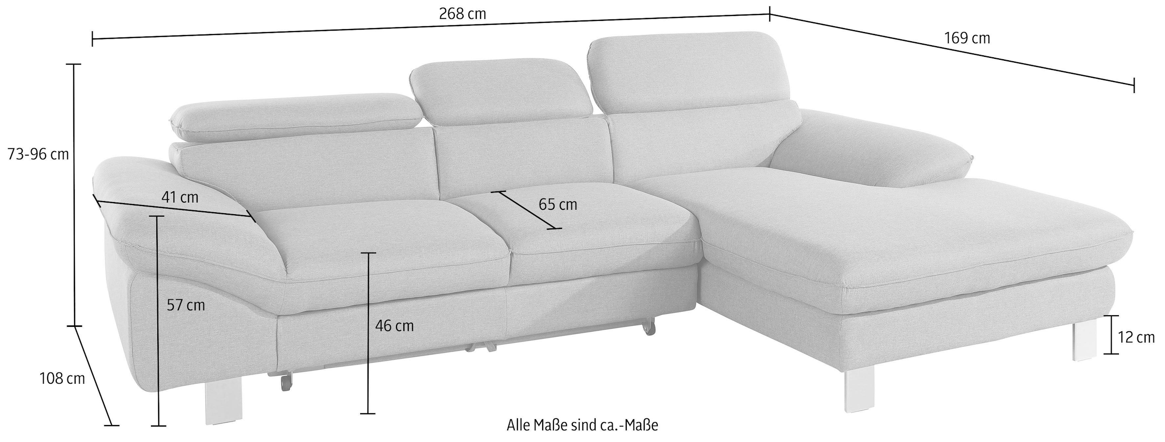 COTTA Ecksofa »Driver L-Form« mit Kopfteilverstellung, wahlweise mit Schlaffunktion & Bettkasten