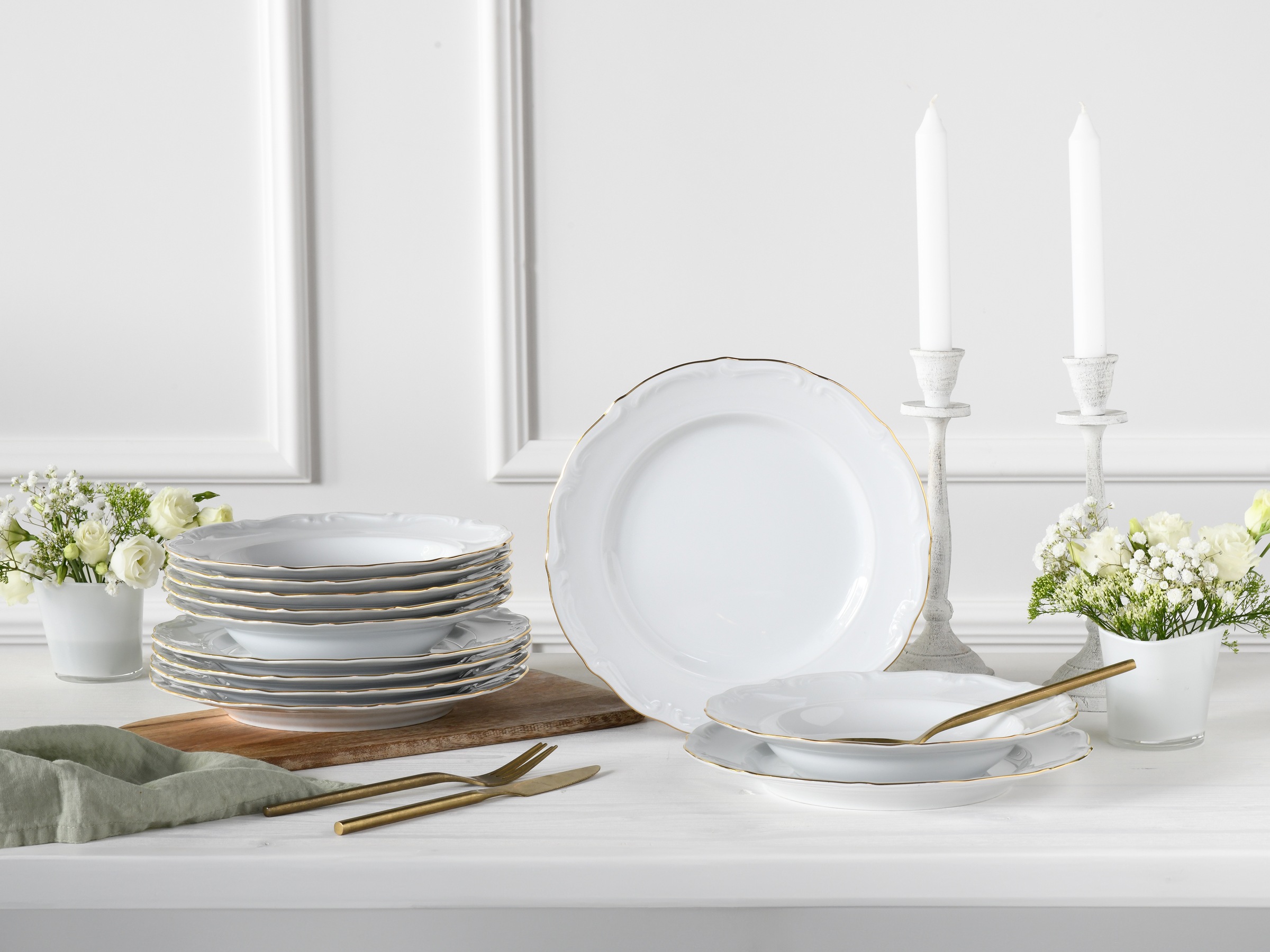 CreaTable Tafelservice »Maria Theresia, Tafel-Service 12-tlg«, (Set, 12 tlg.), Traditionelle Porzellanform