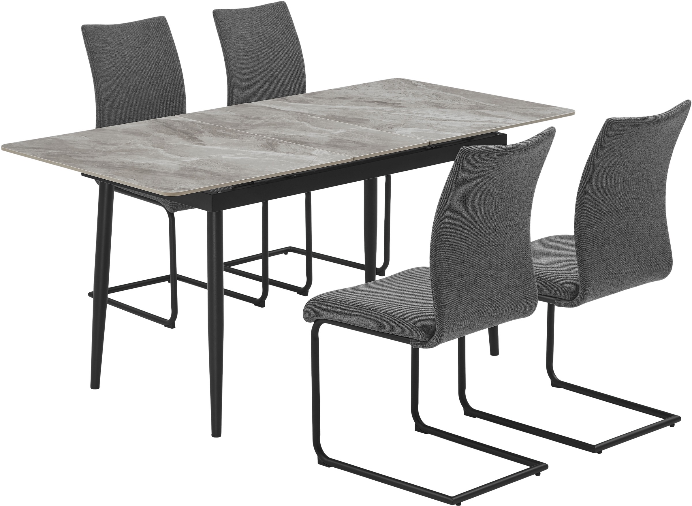 OTTO home Essgruppe »Stevian« Set, Ausziehbarer Esstisch + 4 Stühle, 5 Stk. günstig online kaufen