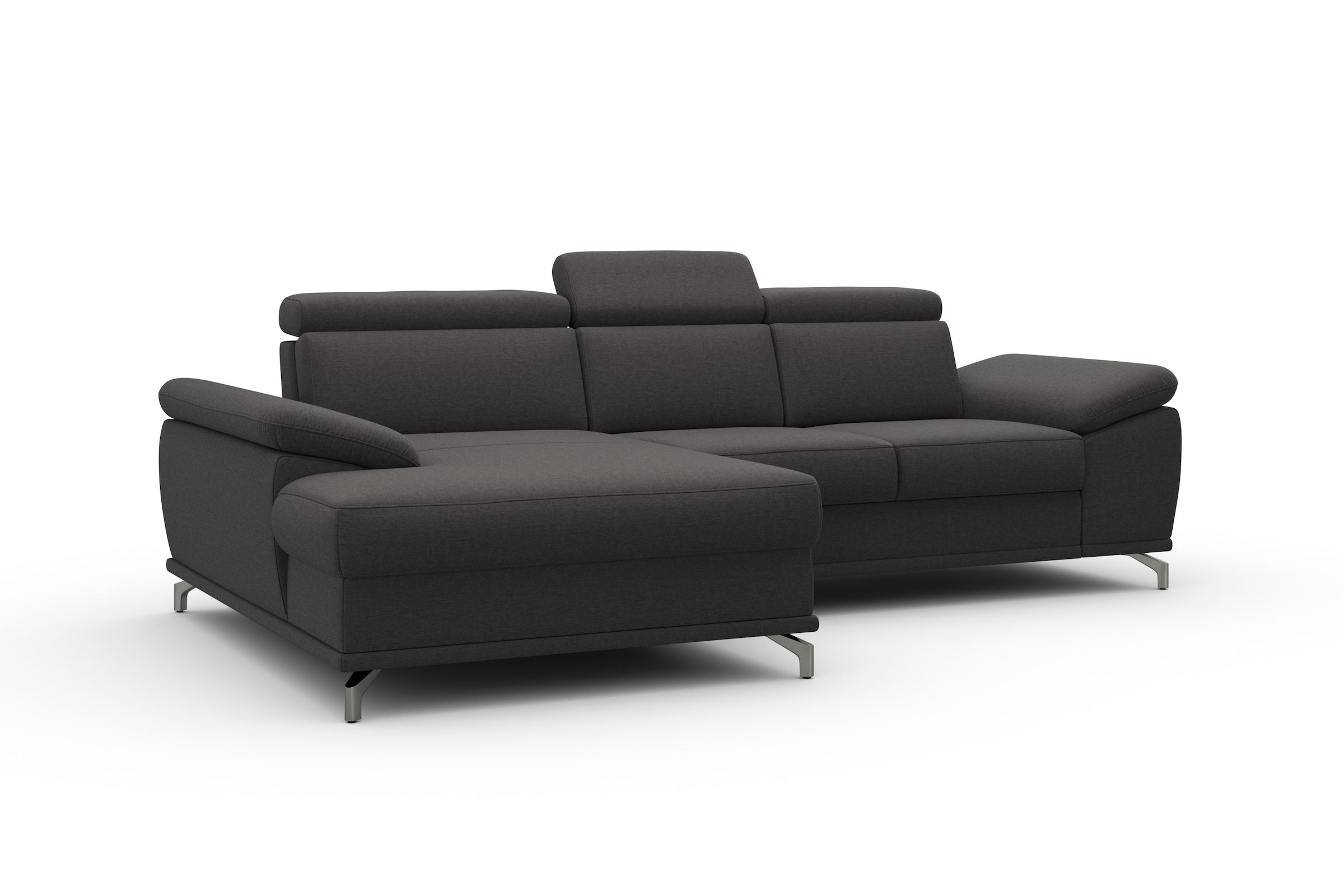 sit&more Ecksofa »Cabrio L-Form, mit Sitztiefenverstellung, Arm- und Kopfteilverstellung«, 2 Nierenkissen, Federkern, optional Bettfunktion und Stauraum