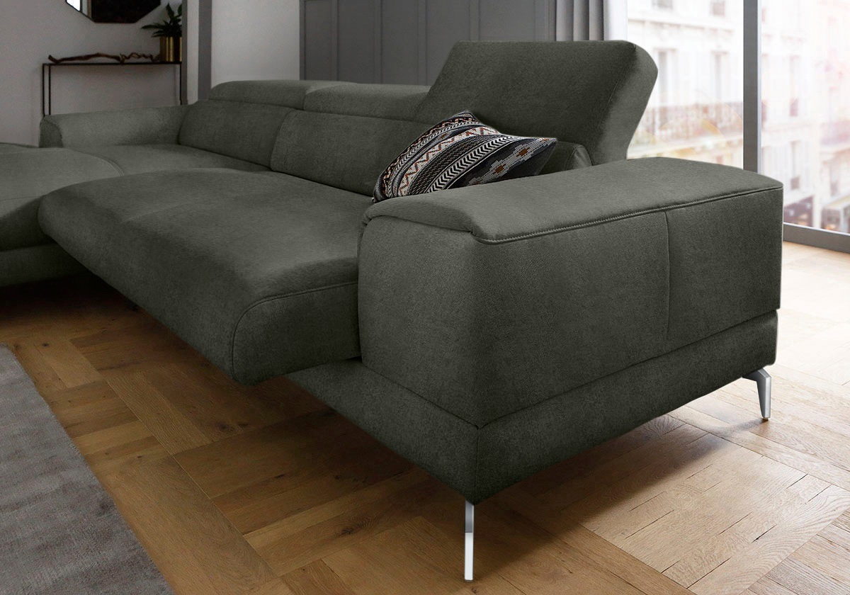 W.SCHILLIG Ecksofa »piedroo, Designsofa mit tollem Sitzkomfort, bequem und elegant, L-Form«, Kopfteilverstellung, wahlweise mit Sitztiefenverstellung, Breite 303cm