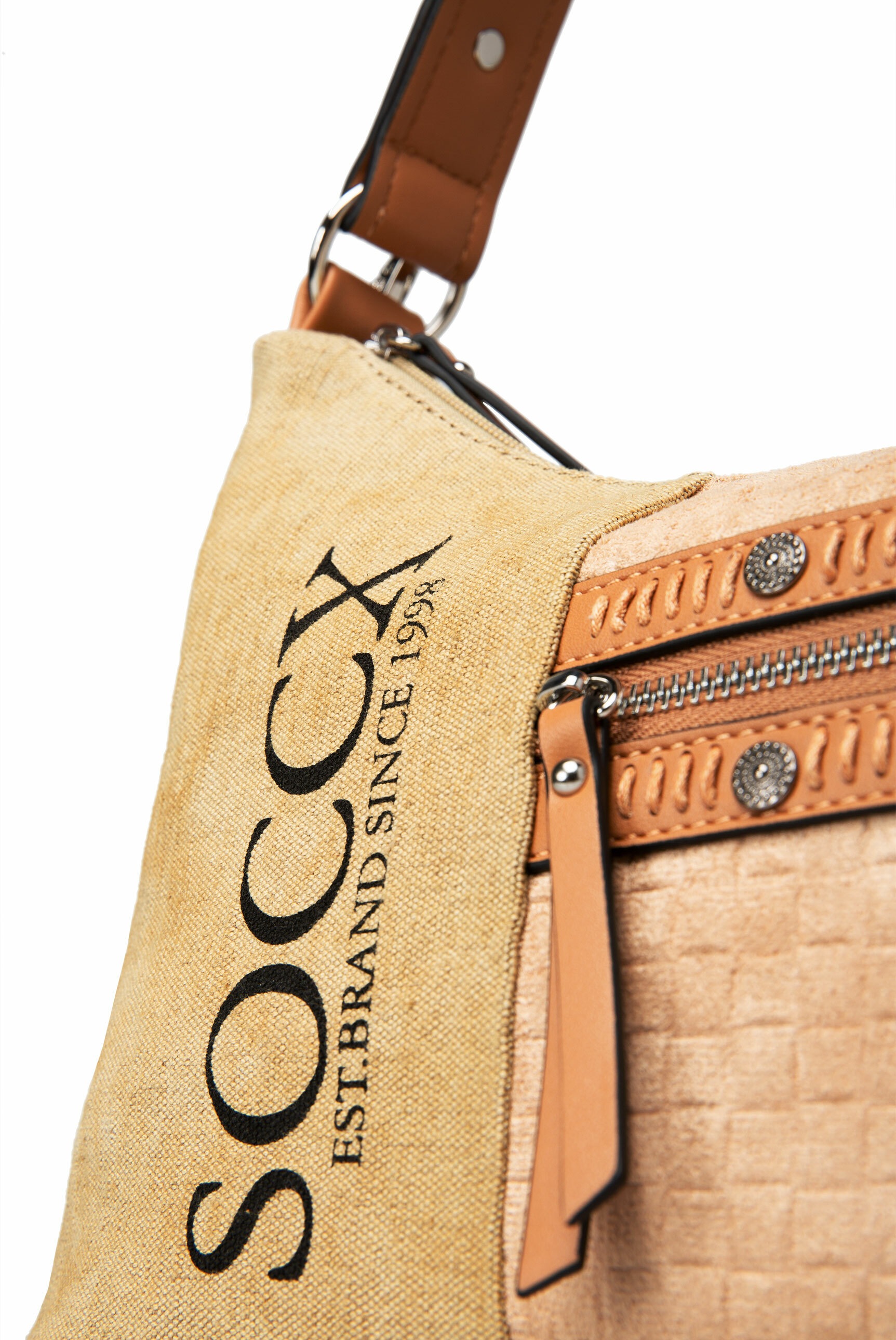 SOCCX Schultertasche, mit RV-Fach auf der Rückseite