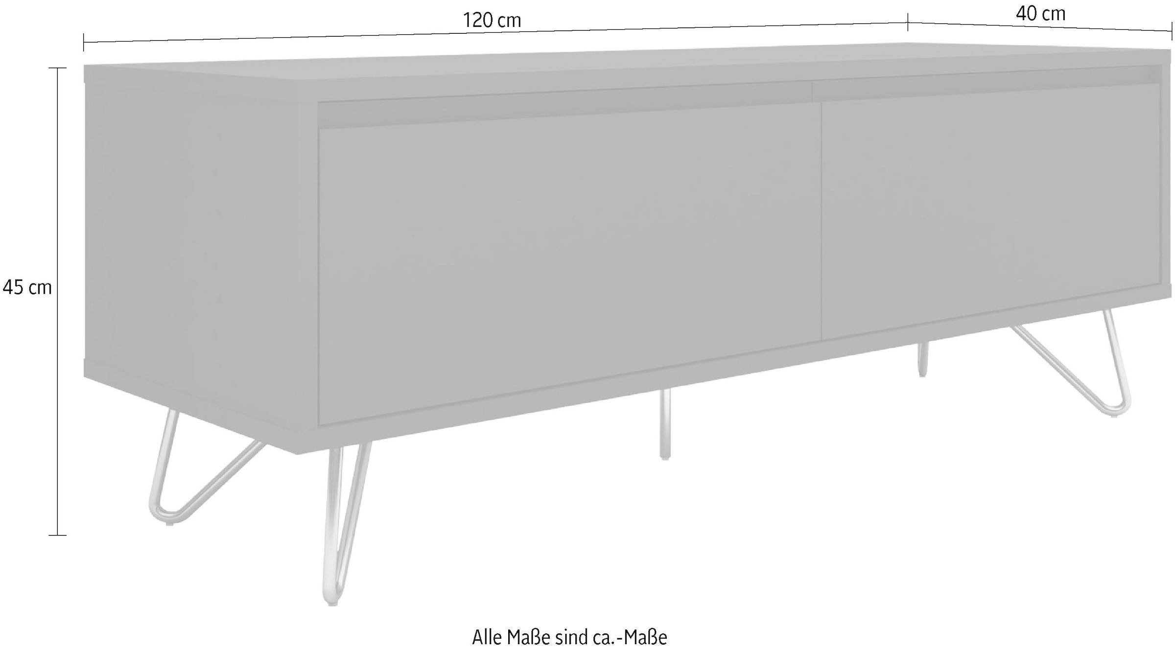 SalesFever Lowboard, Hairpin Beinen, modernes TV-Board, Fernsehschrank mit Klappendämpfer