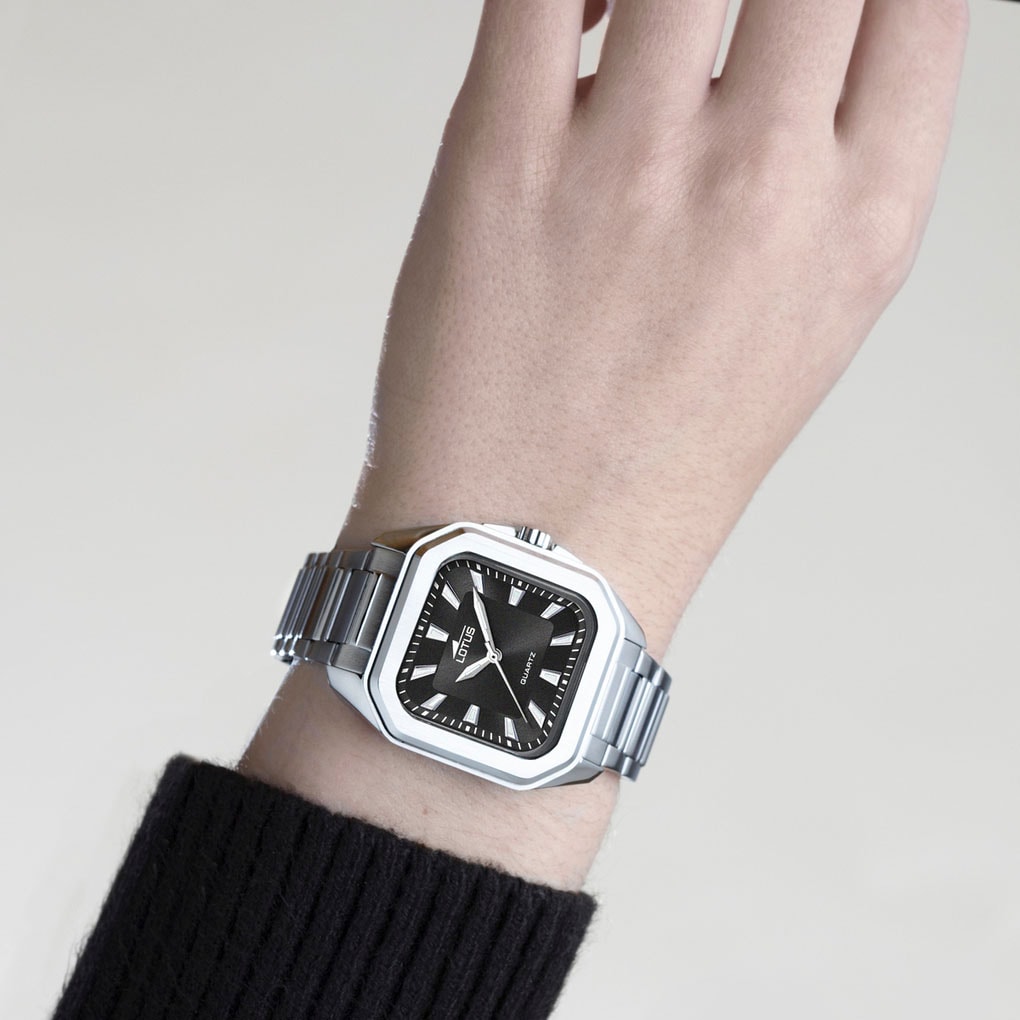 Lotus Quarzuhr »Square«, Armbanduhr, Damenuhr, Edelstahlarmband, analog