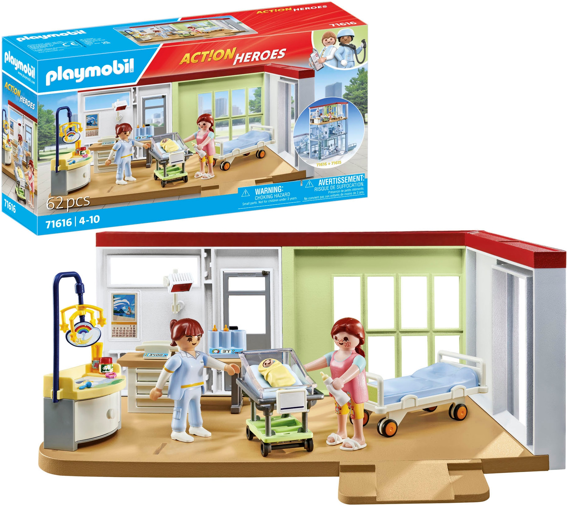Playmobil® Konstruktions-Spielset »Entbindungsstation (71616), Action Heroes«, (62 St.), Made in Europe