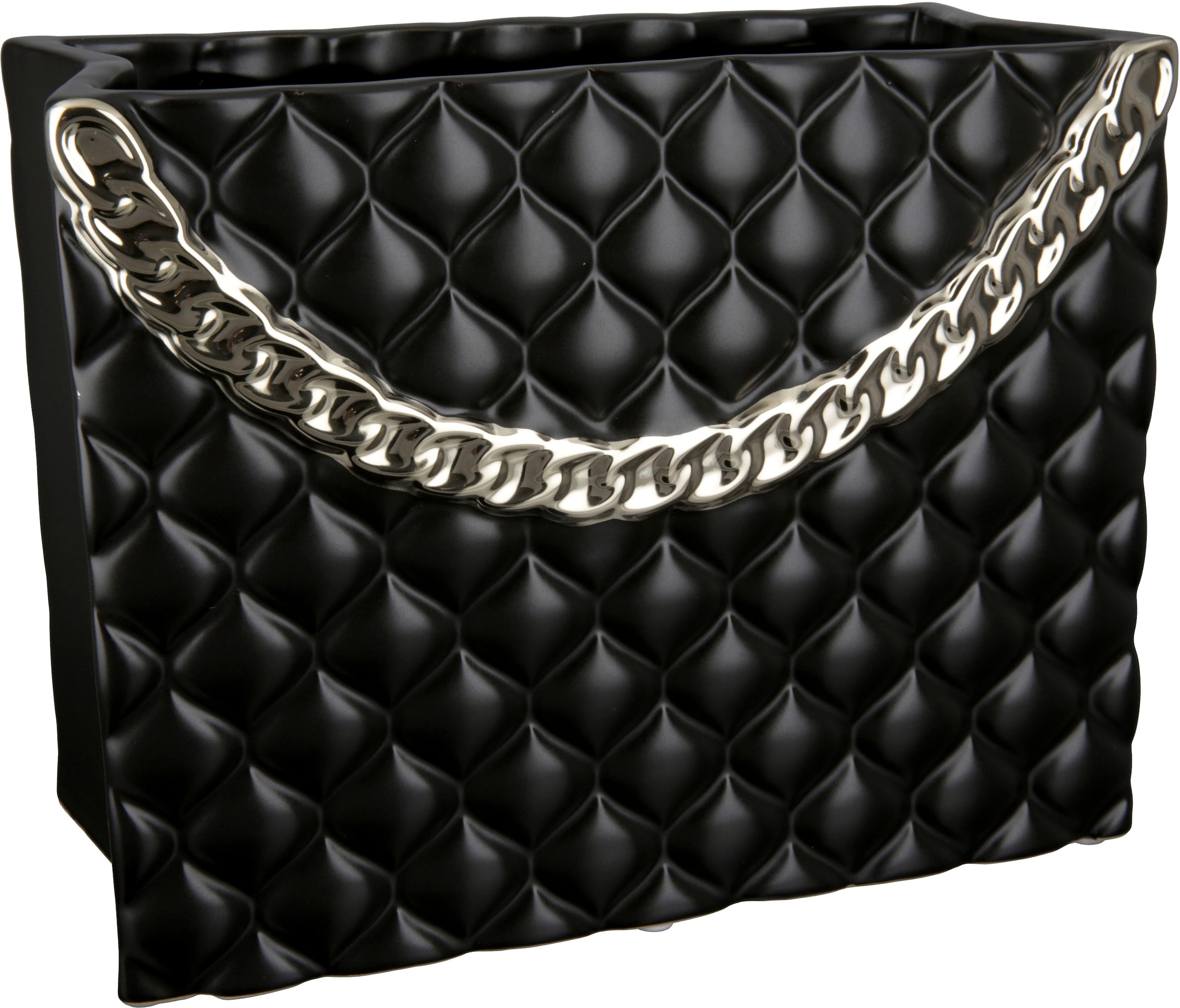 GILDE Tischvase »Paris, Dekovase« Vase aus Keramik, in Handtaschenform, Höhe ca. 20 cm schwarz