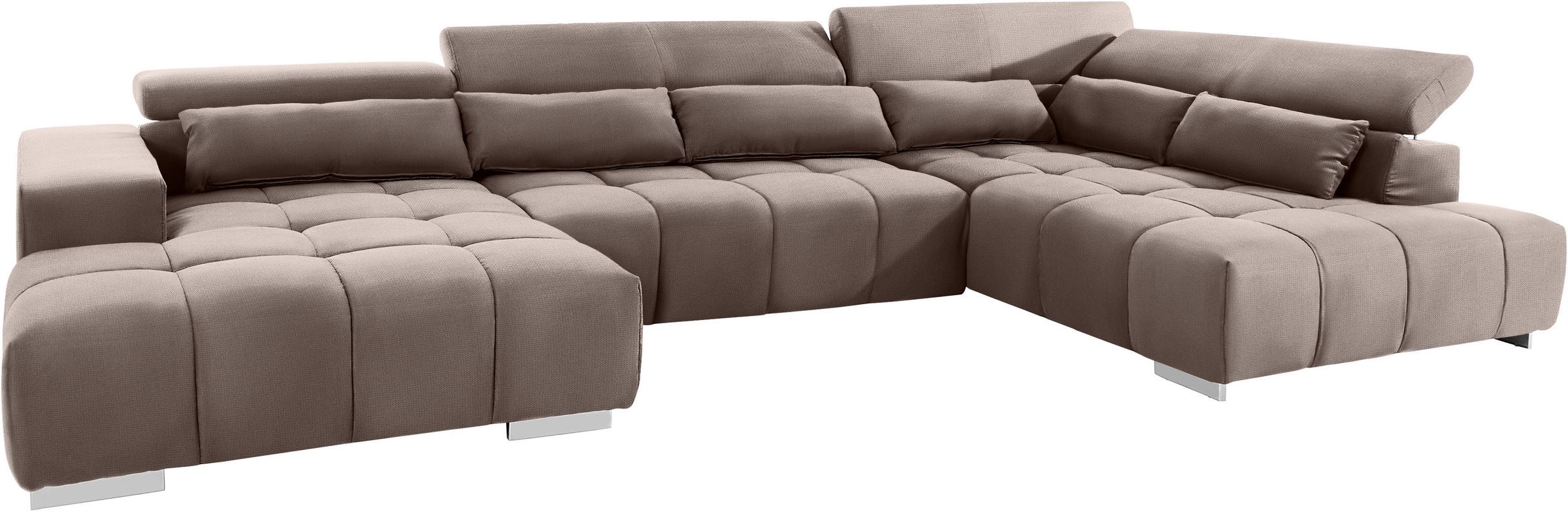 COTTA Wohnlandschaft »Orion U-Form«, mit Kopfteilverstellung & 6 Nierenkissen
