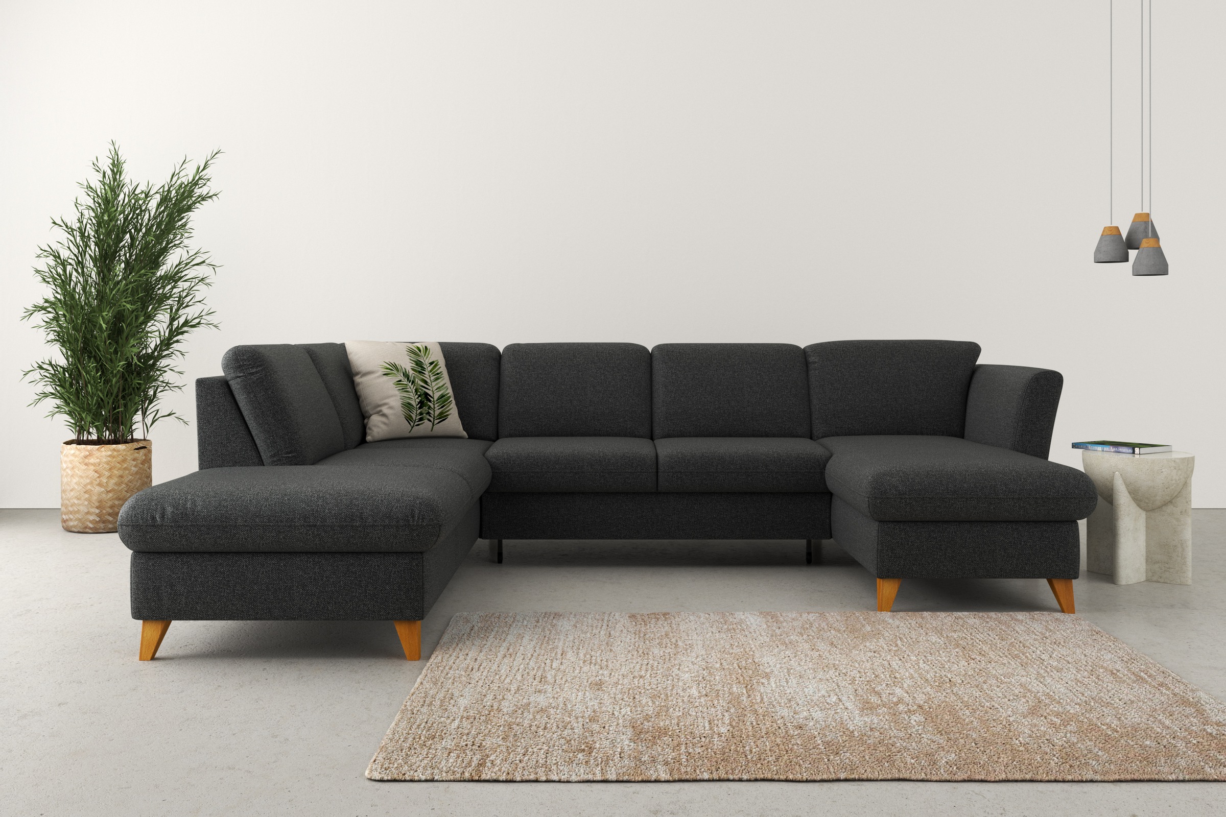 Home affaire Wohnlandschaft »Trelleborg U-Form«, Federkern-Polsterung, wahlweise mit Bettfunktion und Stauraum