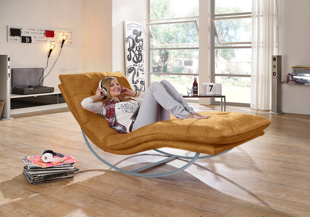 W.SCHILLIG Relaxliege »daily dreams«, in Waffelkissen-Optik, Schaukelgestell silber matt, in 2 Breiten