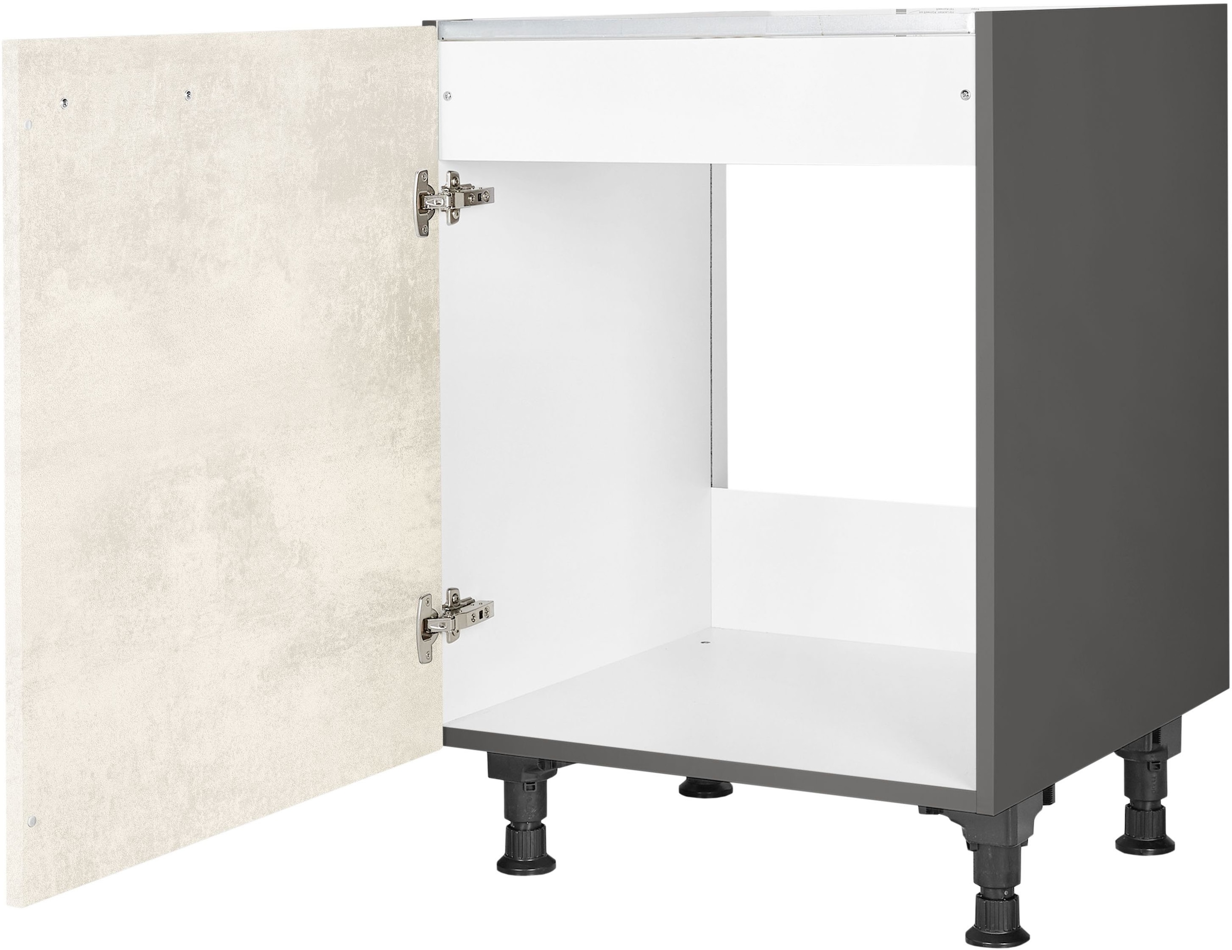 nobilia® Spülenschrank »"Riva", Ausrichtung wählbar, vormontiert, in den Breiten«, 45 und 60 cm, mit höhenverstellbaren Sockelfüßen