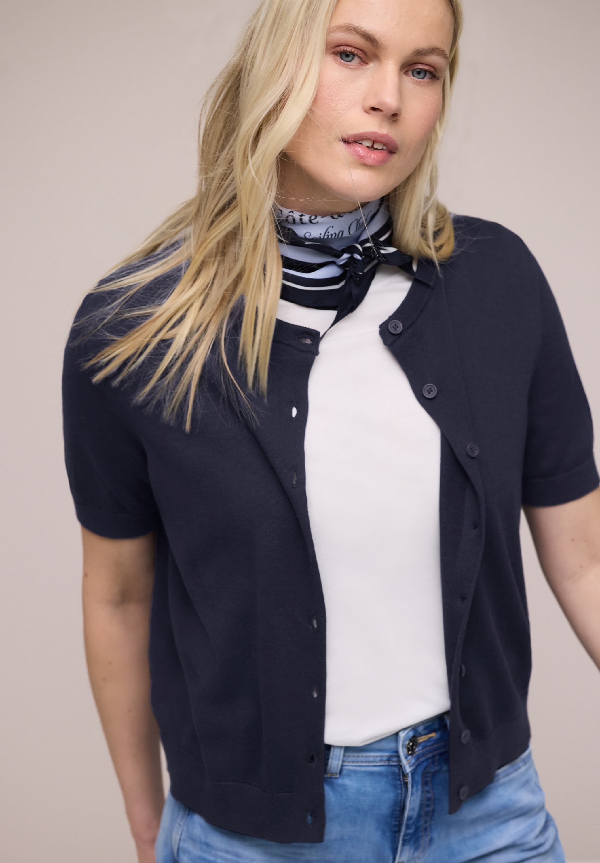 STREET ONE Cardigan Kurzarm-Cardigan mit Rundhals