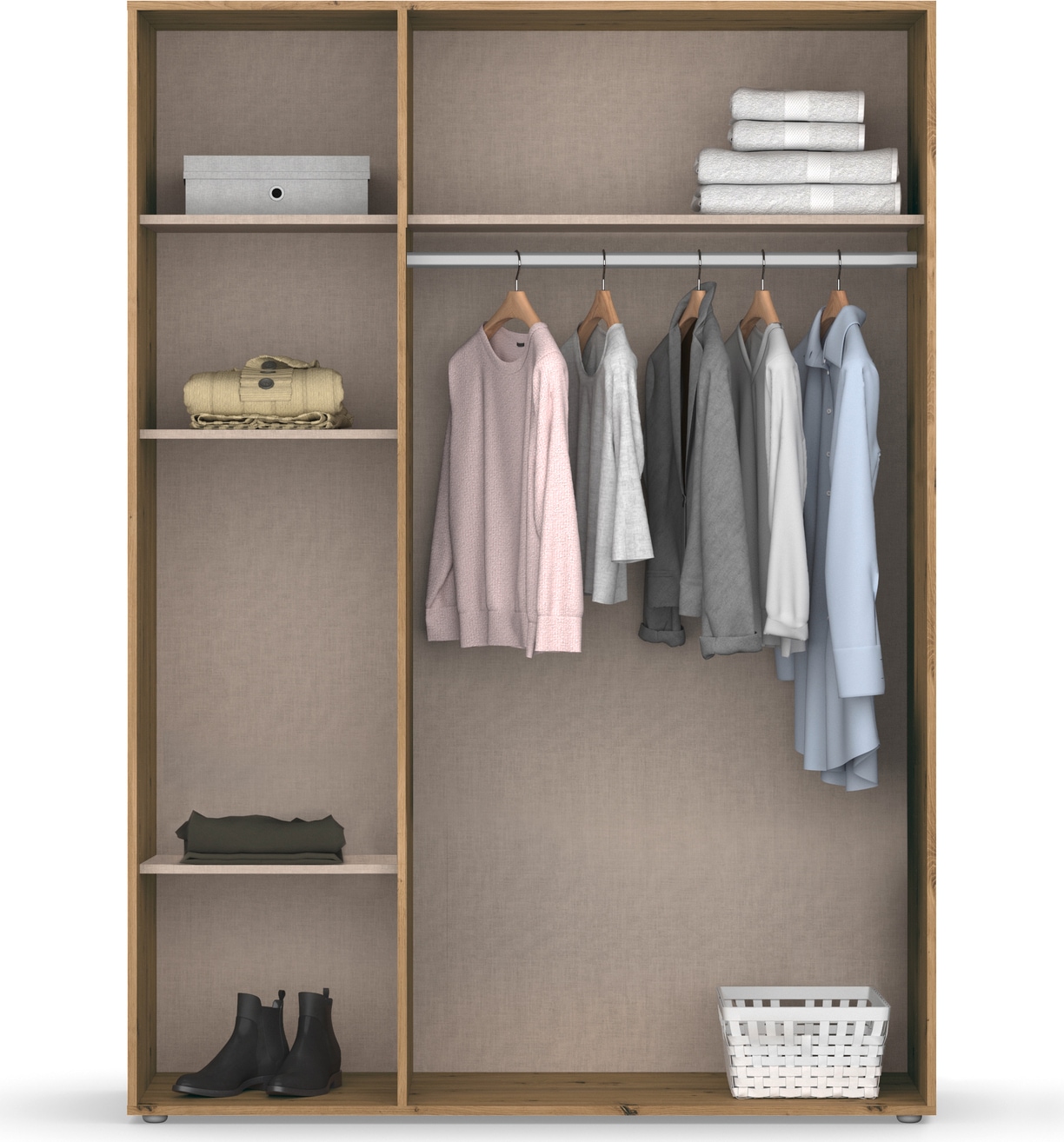 rauch Drehtürenschrank »Kleiderschrank Schrank Garderobe Wäscheschrank NABILA viel Stauraum«, (in 3 verschiedenen Ausstattungen BASIC/CLASSIC/PREMIUM), in 2 Breiten mit Push-to-Open Funktion TOPSELLER MADE IN GERMANY