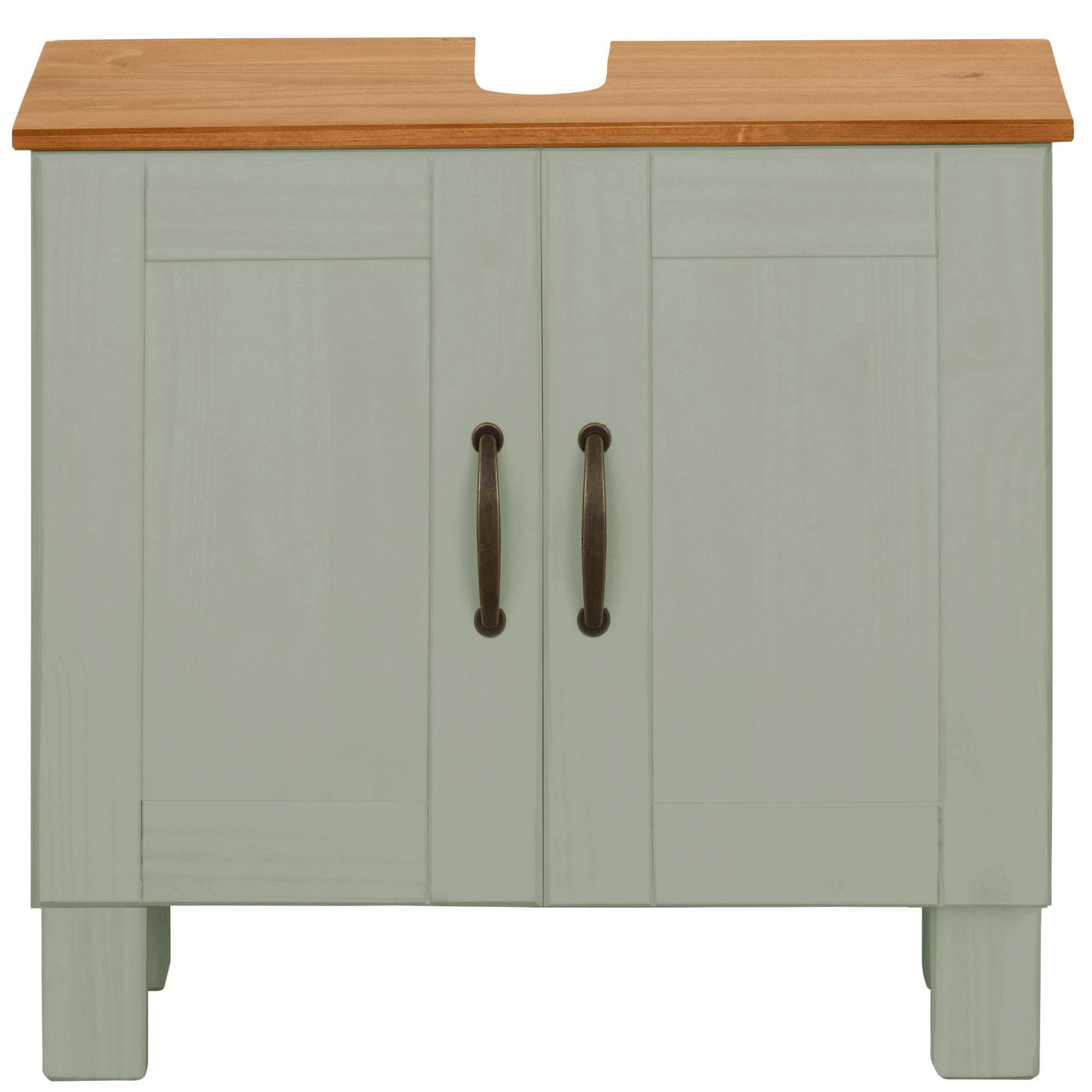 Home affaire Waschbeckenunterschrank »Rodby«, FSC®-zertifiziertes Massivholz, Griffe Metall, Breite 60cm, Höhe 55cm