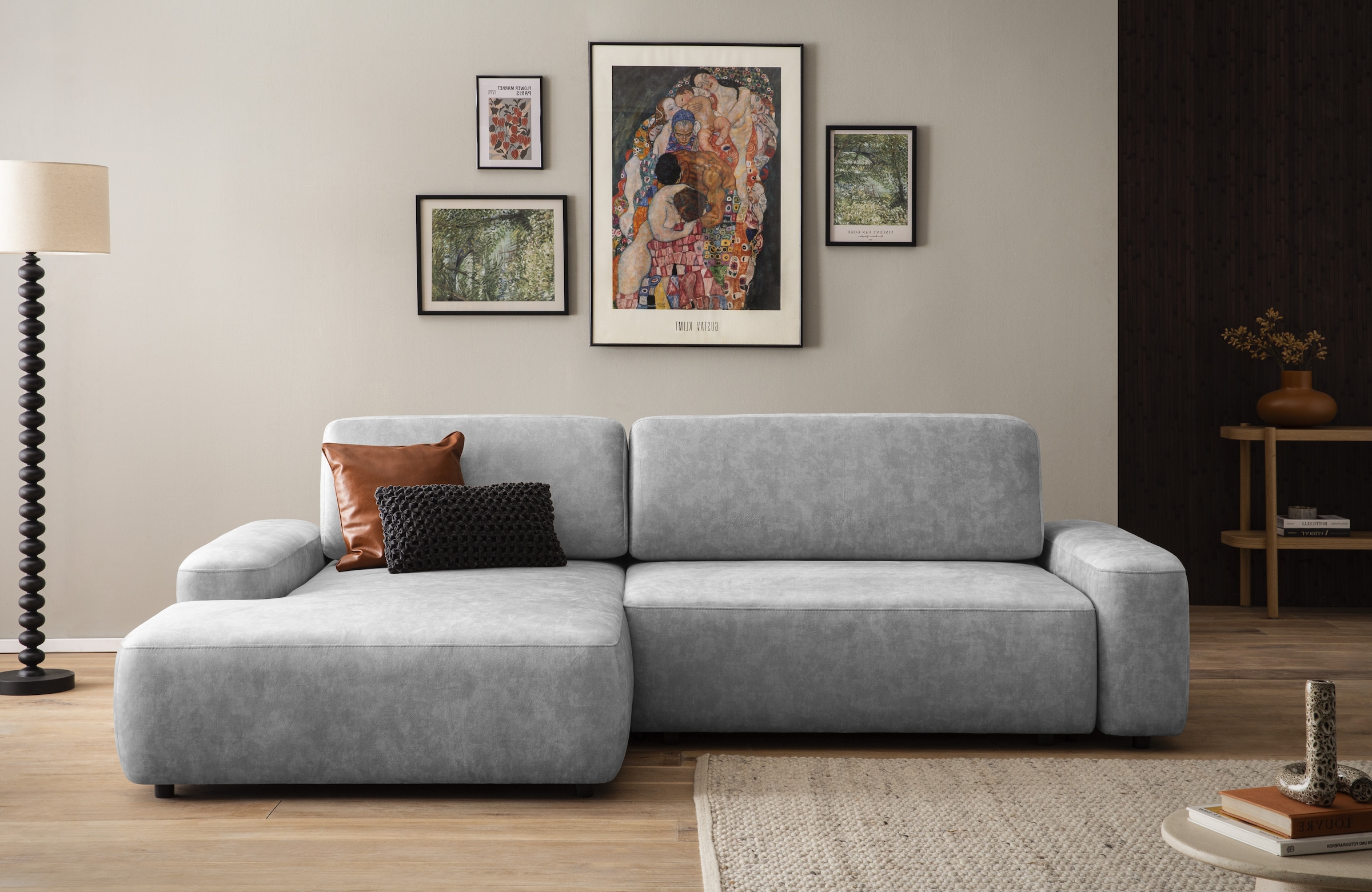 INOSIGN Ecksofa »TORGE (264cm), Schlafsofa in Cord, Samtvelours o Struktur fein, L-Form«, Schlaffunktion, Bettkasten, Liegefläche: 125/210 cm