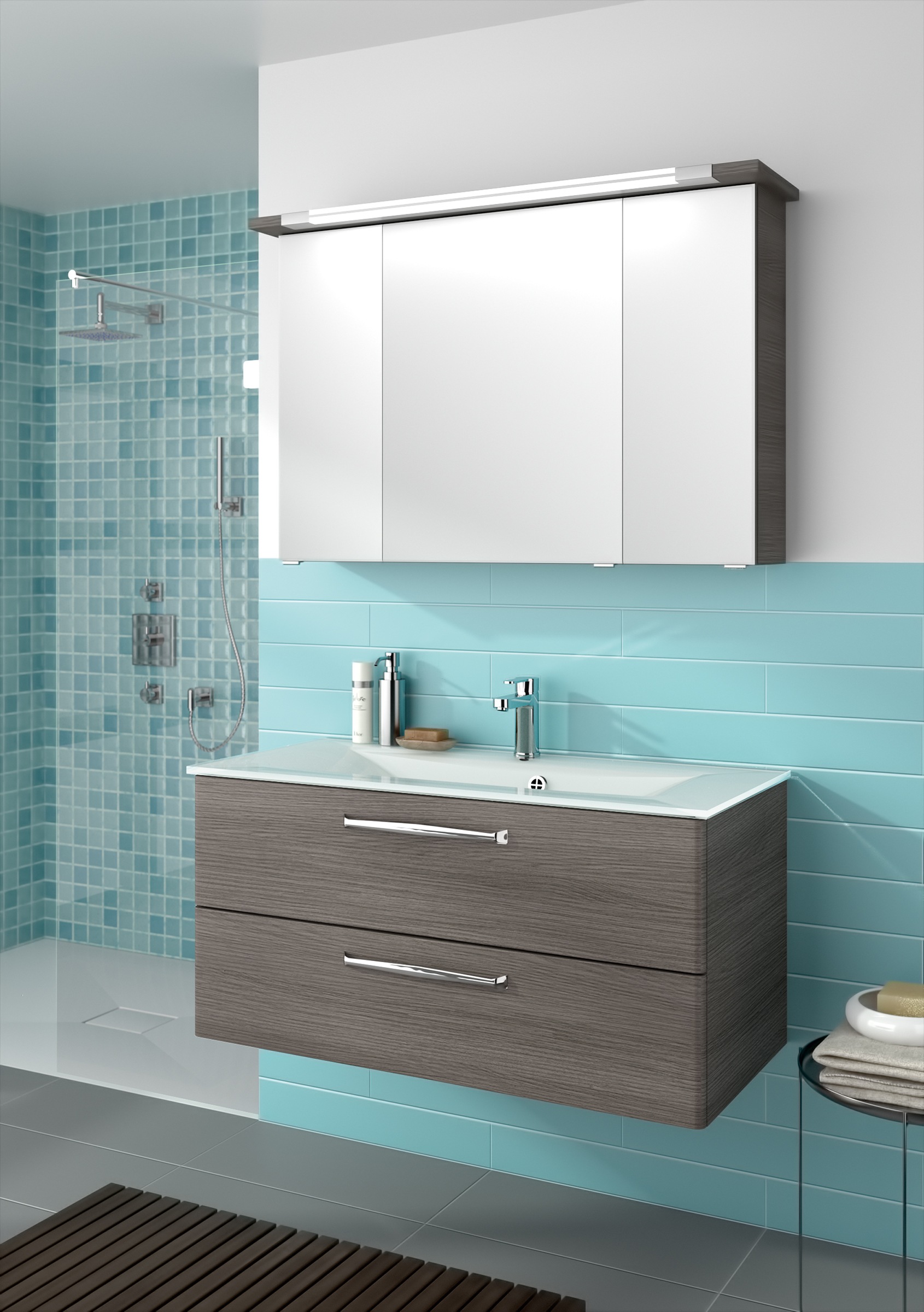 Saphir Badmöbel-Set »Trentino 2-teilig Glas-Waschtisch, Spiegelschrank mit günstig online kaufen