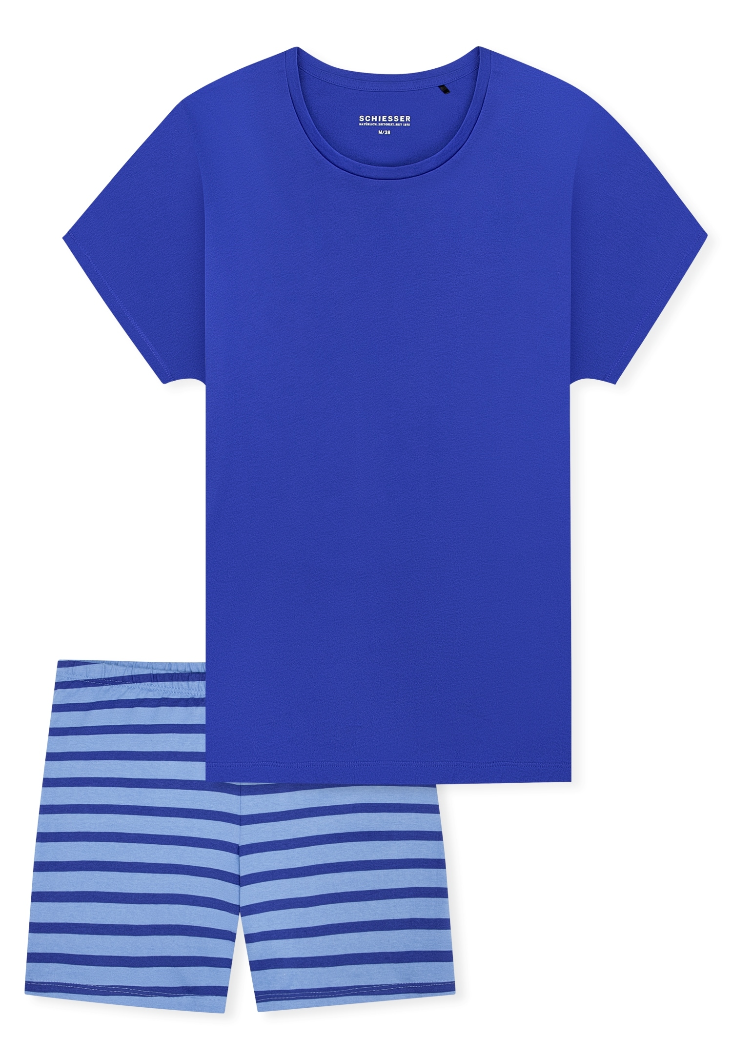 Schiesser Shorty »Casual Essentials« 2 mit unifarbenem Shirt und gestreifter Hose