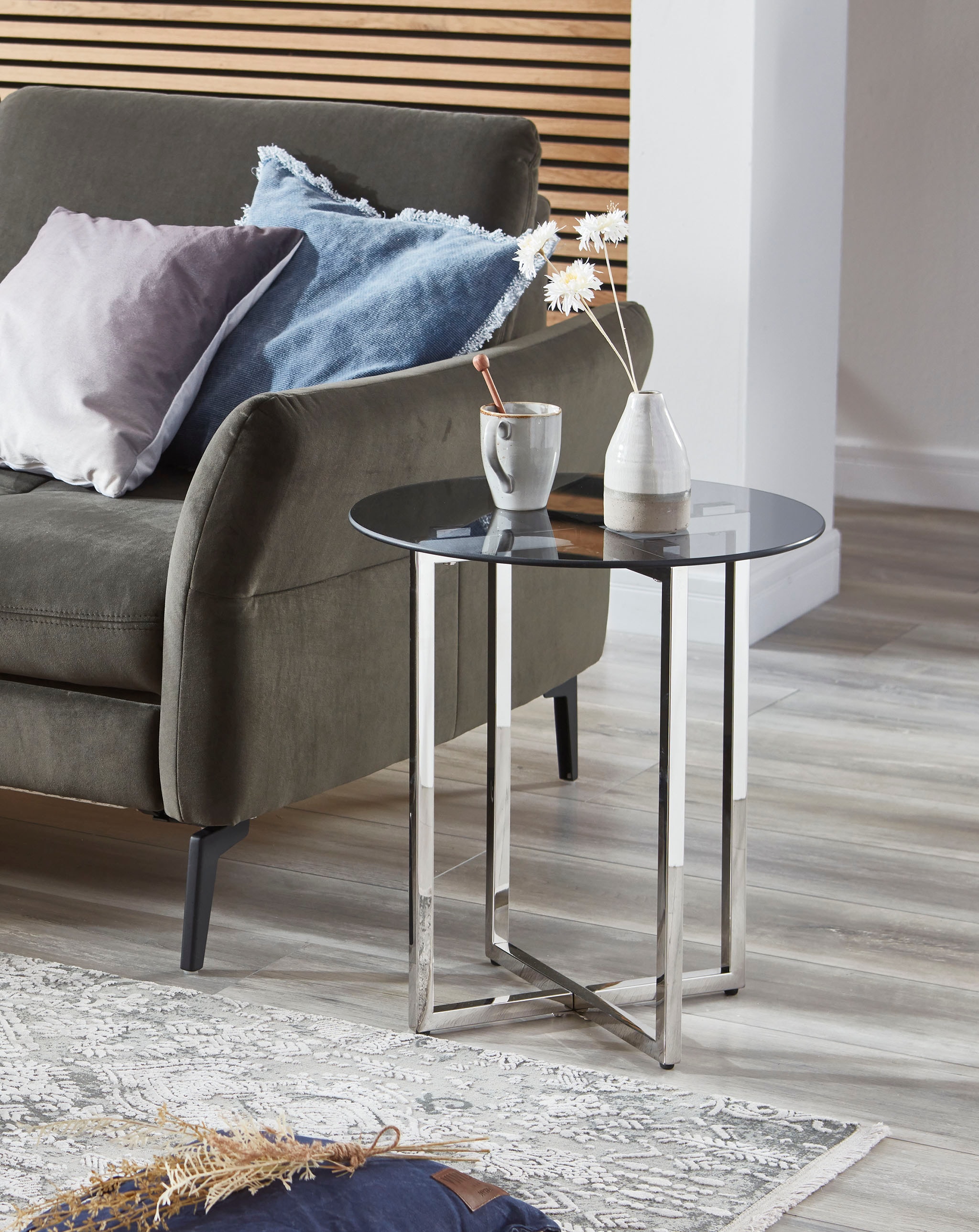 HAKU Beistelltisch »Sofatisch, Wohnzimmertisch« 1 Stk. tlg. rund - aus Metall Silber - Ø/H 50/55 cm