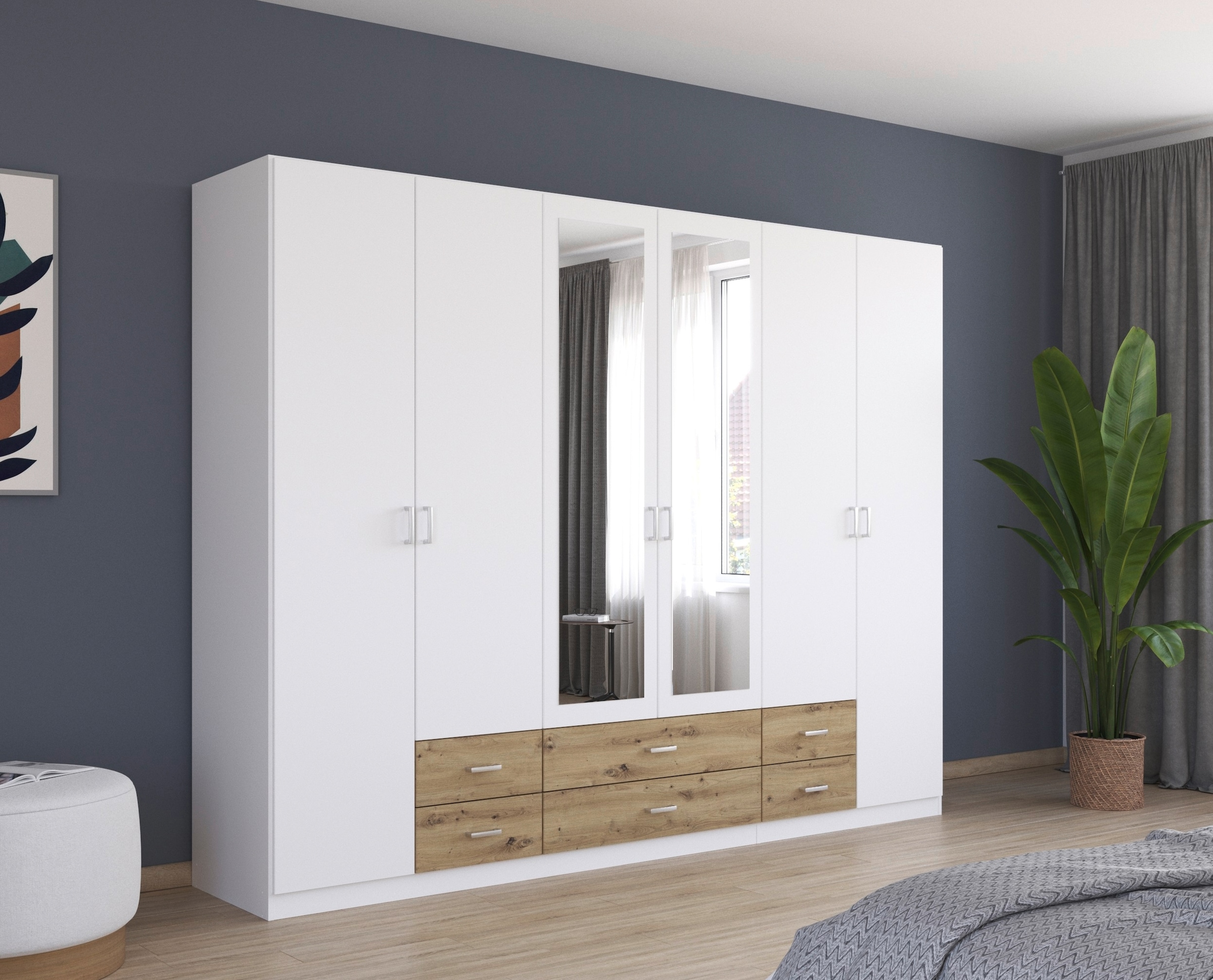 rauch Kleiderschrank »Schrank Garderobe Wäscheschrank GAMMA in 3 Breiten«, viel Stauraum mit 6 Schubladen, mit Spiegel TOPSELLER MADE IN GERMANY