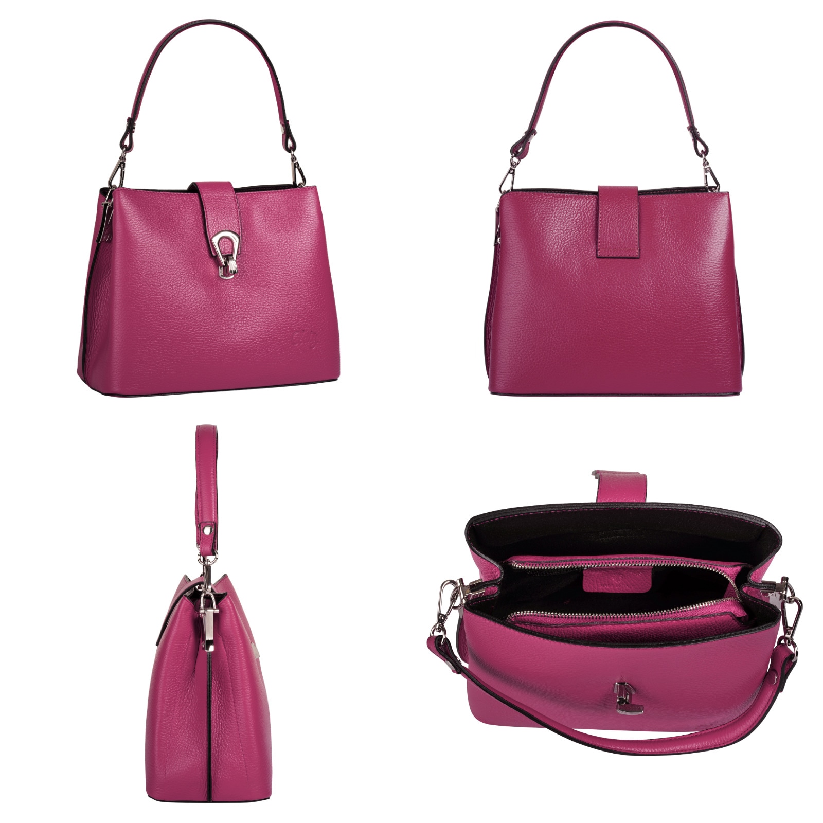 Cluty Umhängetasche, echt Leder, Made in Italy