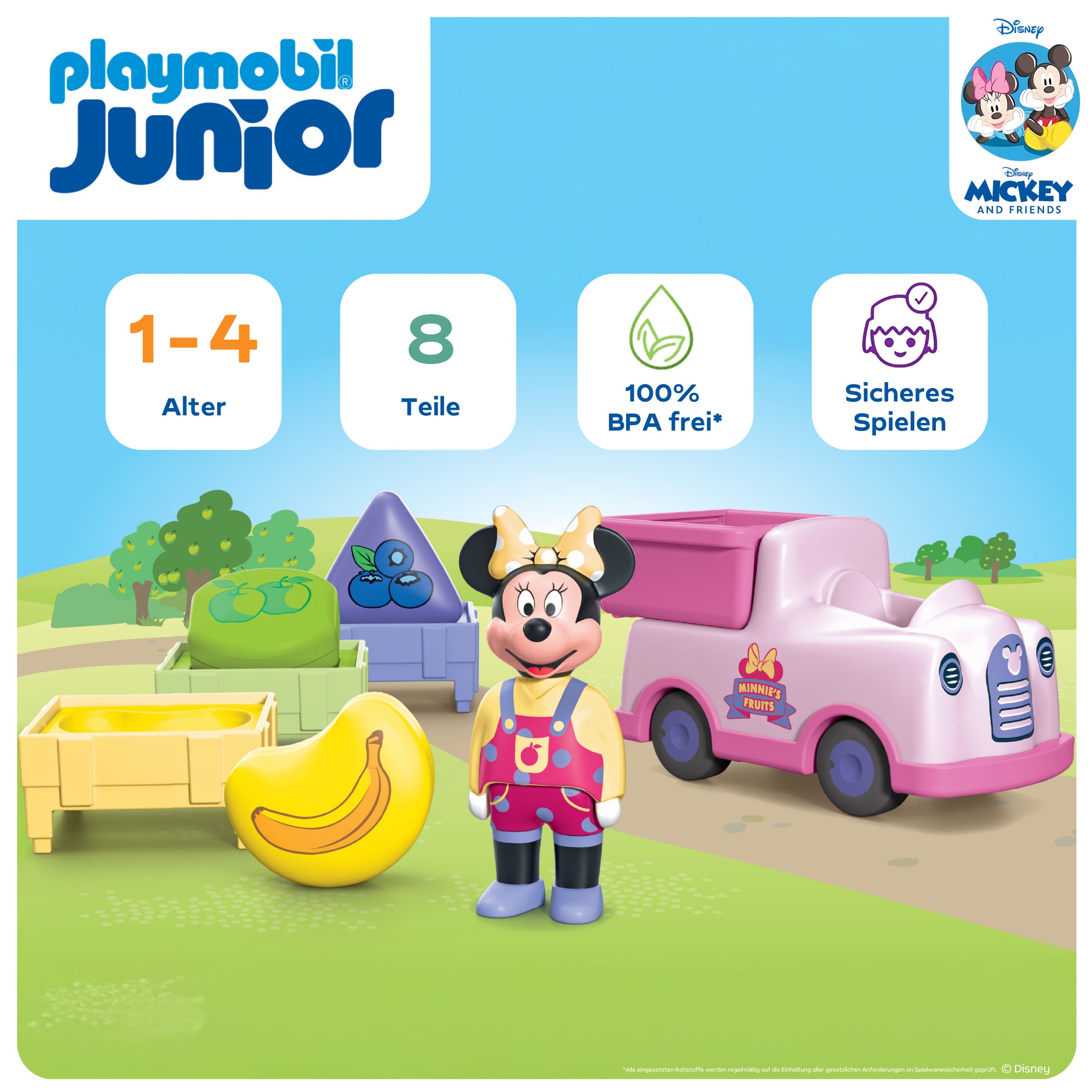 Playmobil® Konstruktions-Spielset »Minnie Maus' Obst-Transporter mit Sortierspaß (71770) JUNIOR & Disney«, (8 St.), Made in Europe