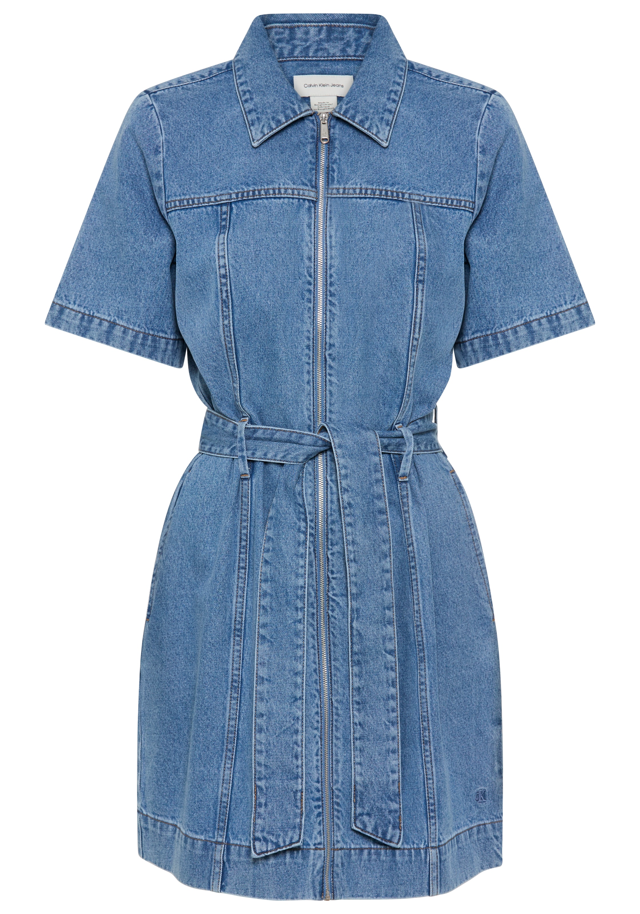 Calvin Klein Jeans Jeanskleid »BELTED SHIRT DRESS RADIO BLUES« Ohne Tasche Regular fit mit Gürtel