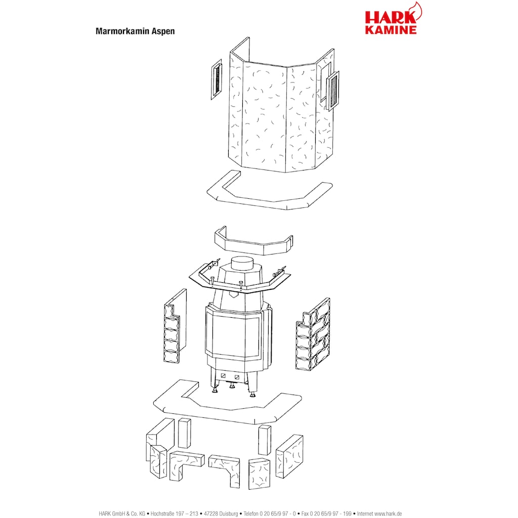 HARK Kaminbausätze »Aspen echter Mamor natur-weiß«