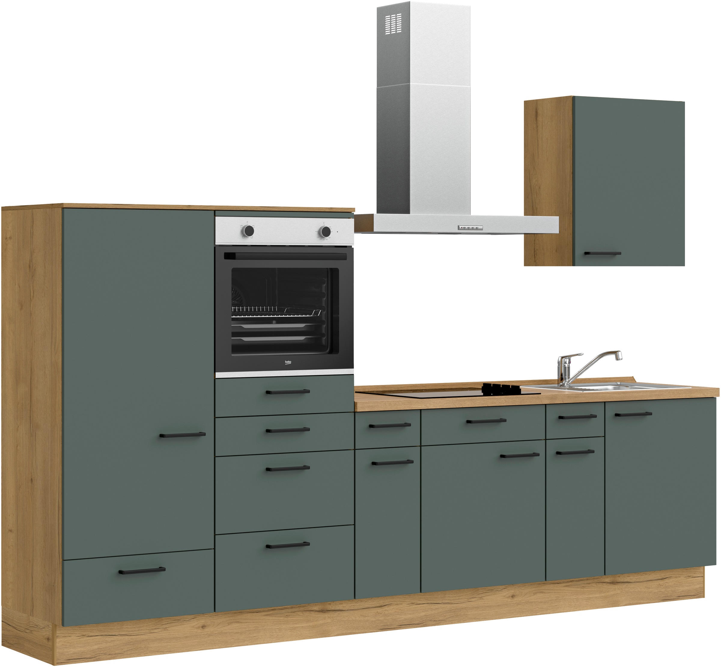 nobilia® Küchenzeile »"Easytouch I"«, vormontiert, Ausrichtung wählbar, Breite 300 cm, wahlw. mit E-Geräten