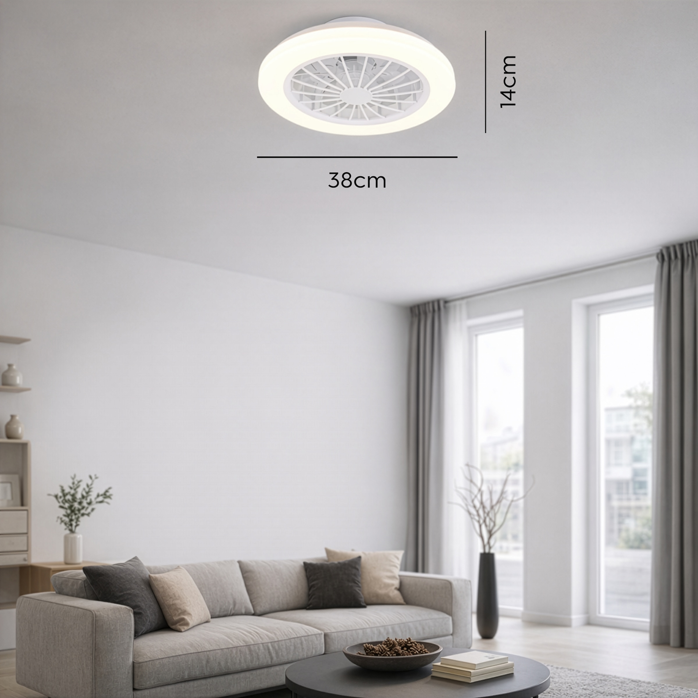 Hanseatic LED Deckenleuchte »DLVO69222RS, Deckenventilator mit Licht Ø 38cm, inkl Fernbedienung« LED-Board 1 Stk. Farbwechsler | warmweiß - kaltweiß Ventilator mit 5 Stufen, Vor- & Rücklauf, LED mit CCT Timer Nachtlicht