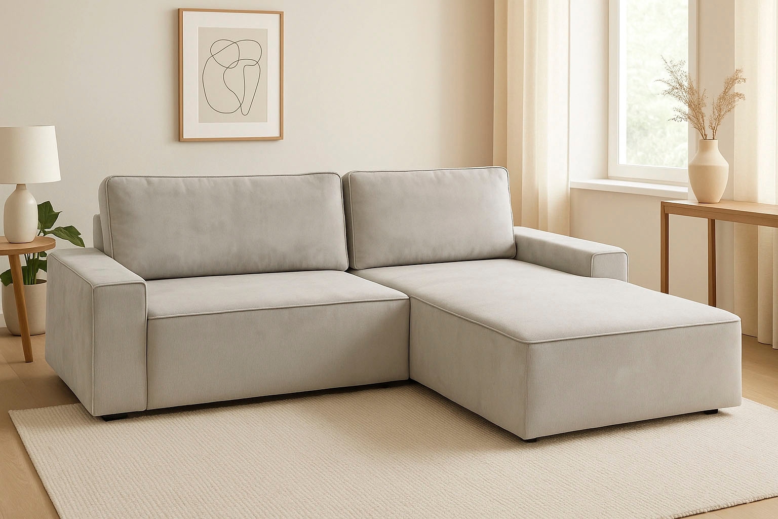 TRENDMANUFAKTUR Ecksofa »Challenge, Schlafsofa mit Bettkasten, Couch in L-Form, Breite 245 cm«, Recamiere beidseitig montierbar, auch in trendigem Cordstoff
