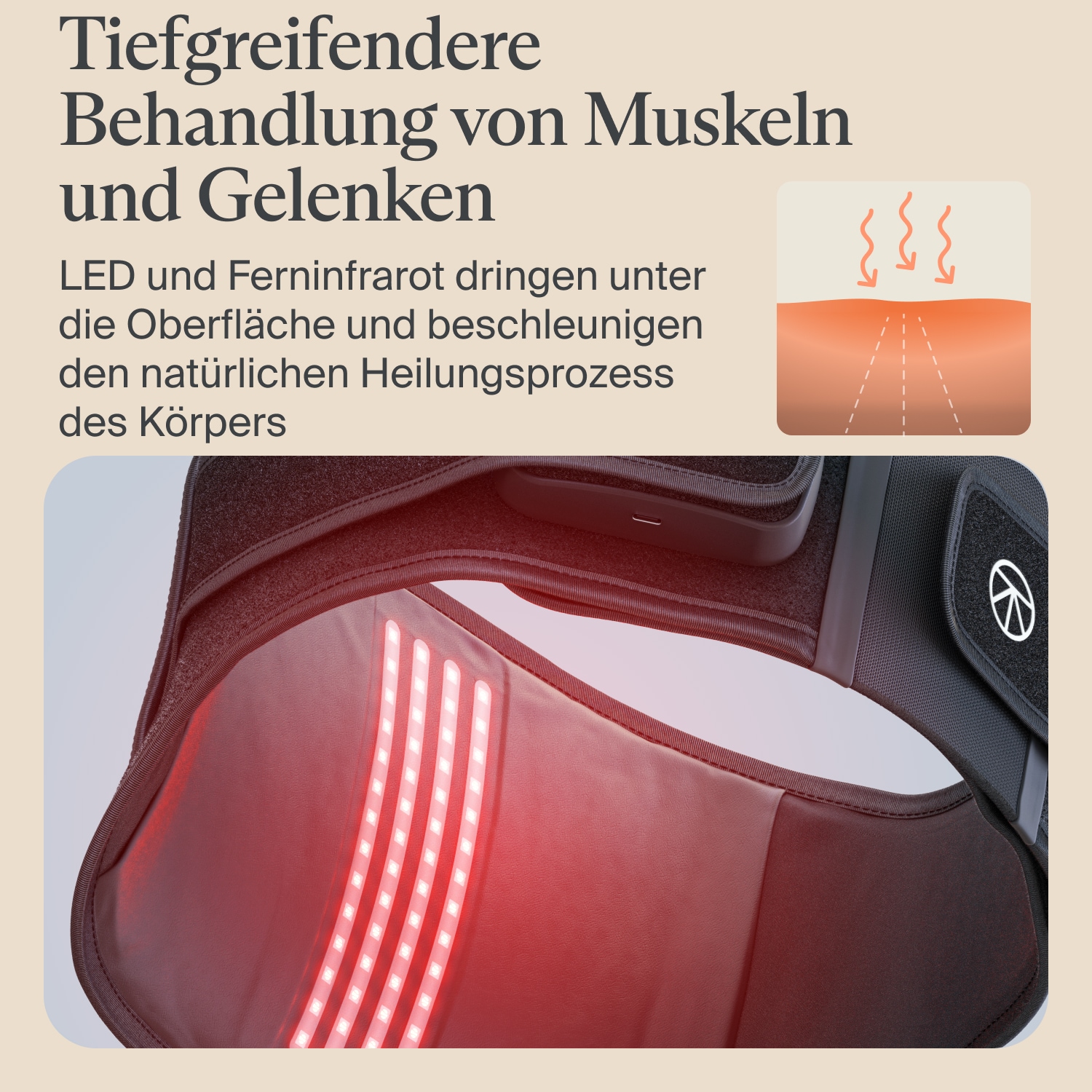 Therabody Wärmegürtel »ThermBack LED Therapiebandage mit Ferninfrarot, LED, Wärme, Vibration« Lindert Rückenschmerzen, fördert Erholung & steigert Beweglichkeit