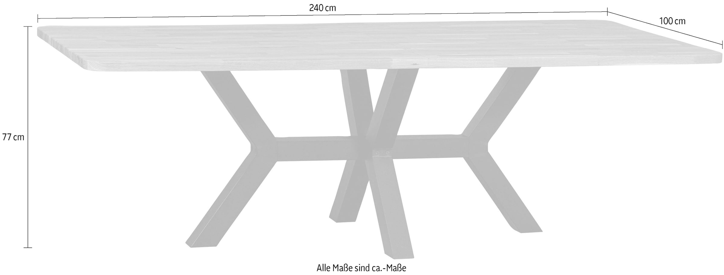 WOOOD Esstisch »Tablo«, Holz teilmassiv, rechteckige Form, H 77 cm x B 240 x T 100 cm