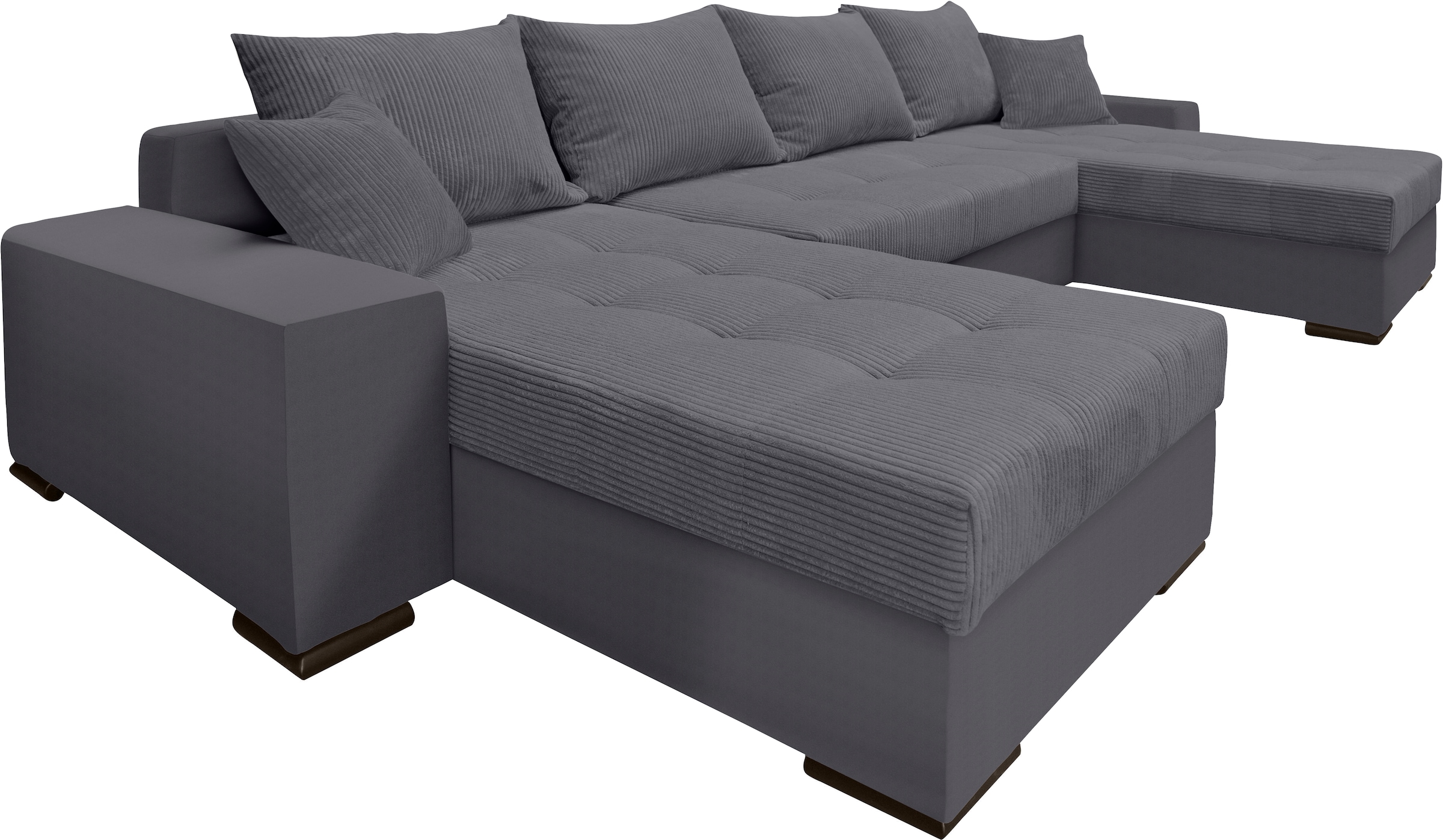 COLLECTION AB Wohnlandschaft »XL-Josy U-Form, Breite 313 cm, Cord-/Mix«, inkl. Bettfunktion, Bettkasten, mit 4 gleich großen Rückenkissen