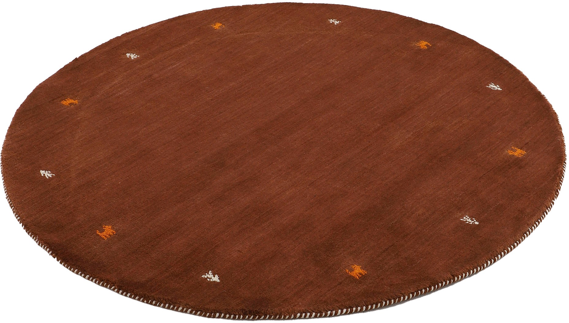 carpetfine Wollteppich "Gabbeh Uni" rund 15 mm Höhe reine Wolle handgewebt, günstig online kaufen