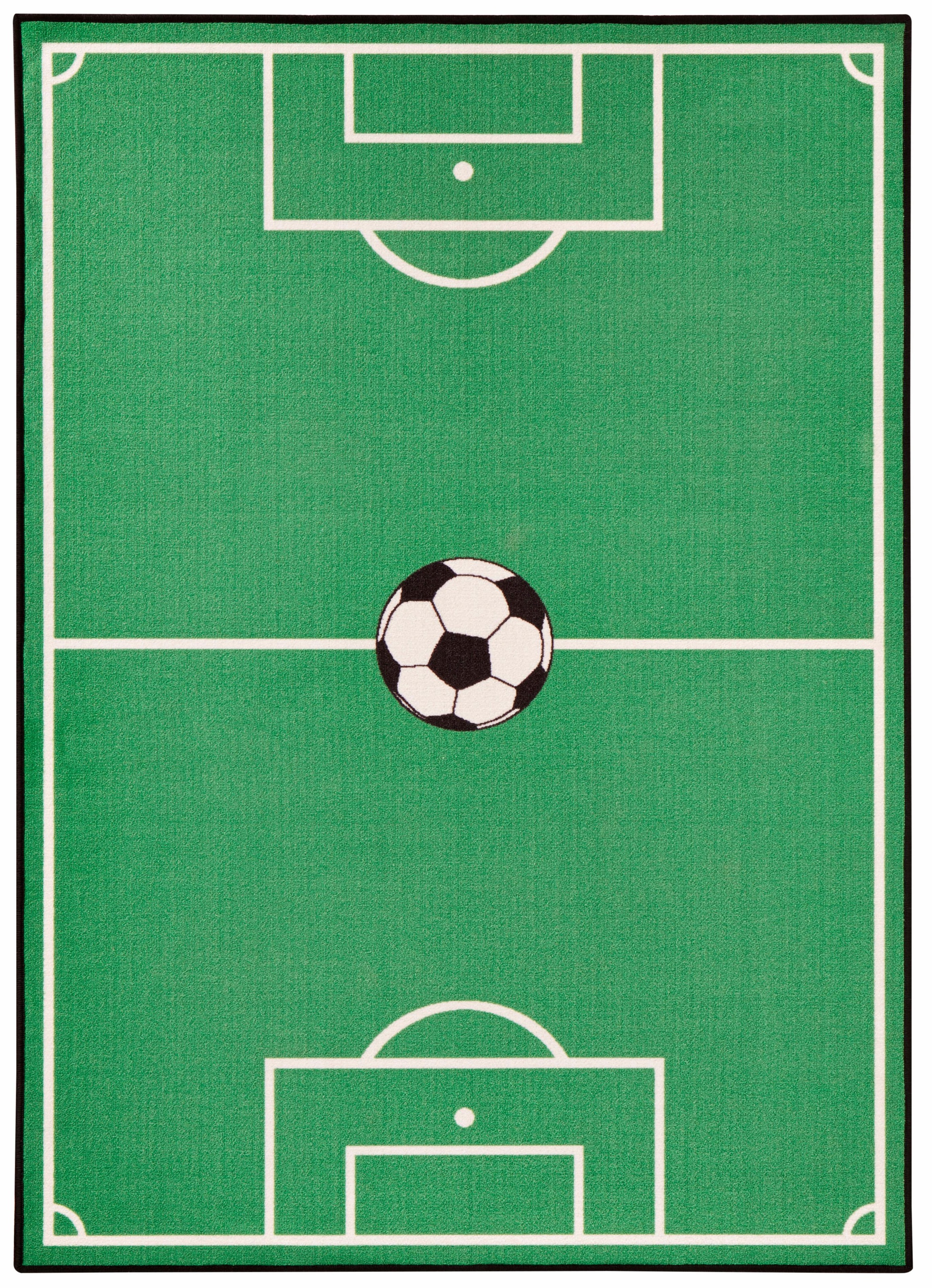 HANSE Home Kinderteppich »Fußballfeld 1«, rechteckig, 8 mm Höhe, Ball, Kurzflor, Fußball Spielunterlage, strapazierfähig, robust