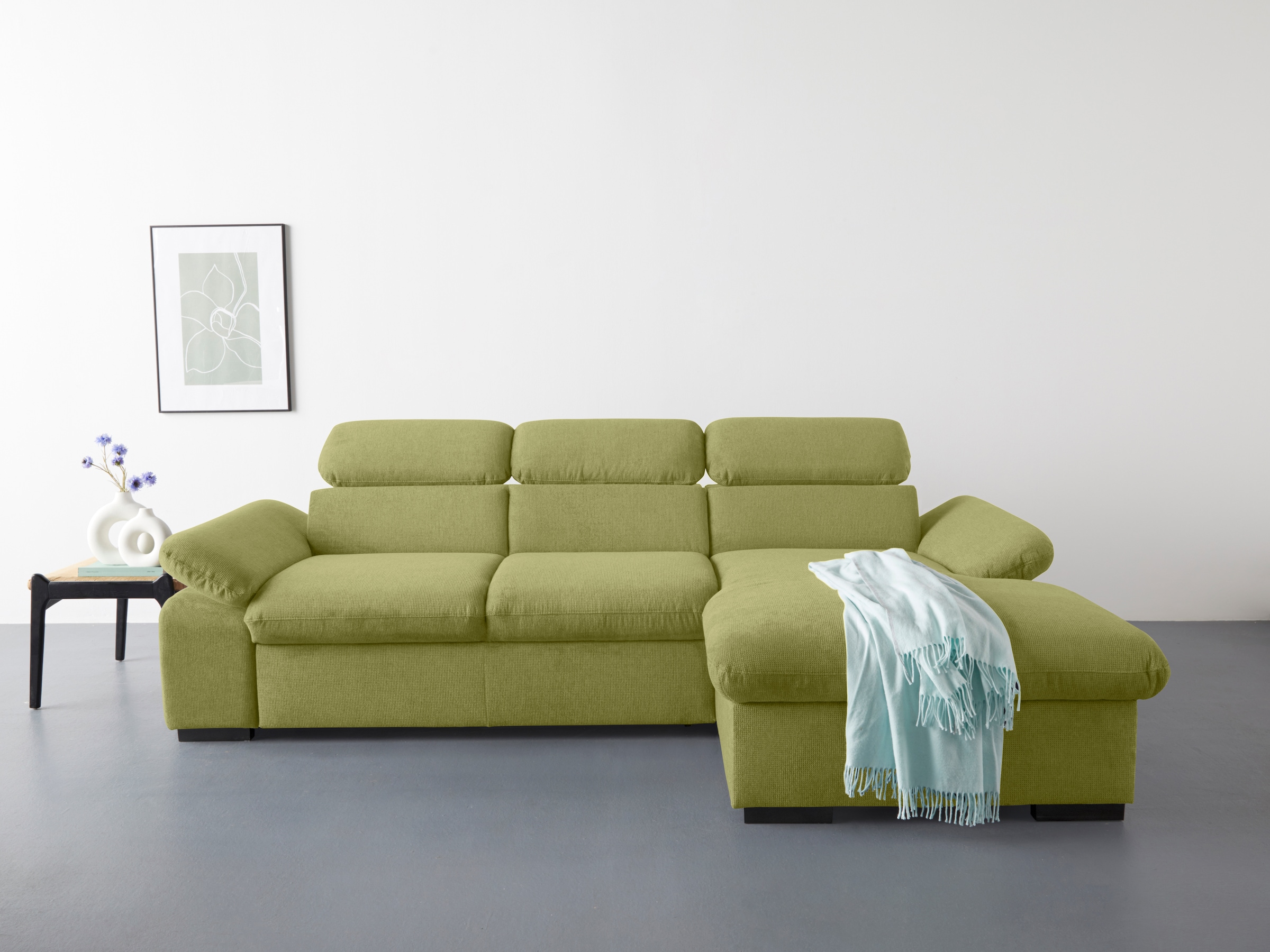 COTTA Ecksofa »Lola L-Form mit Kopfteilfunktion & Hocker« wahlweise mit Bet günstig online kaufen