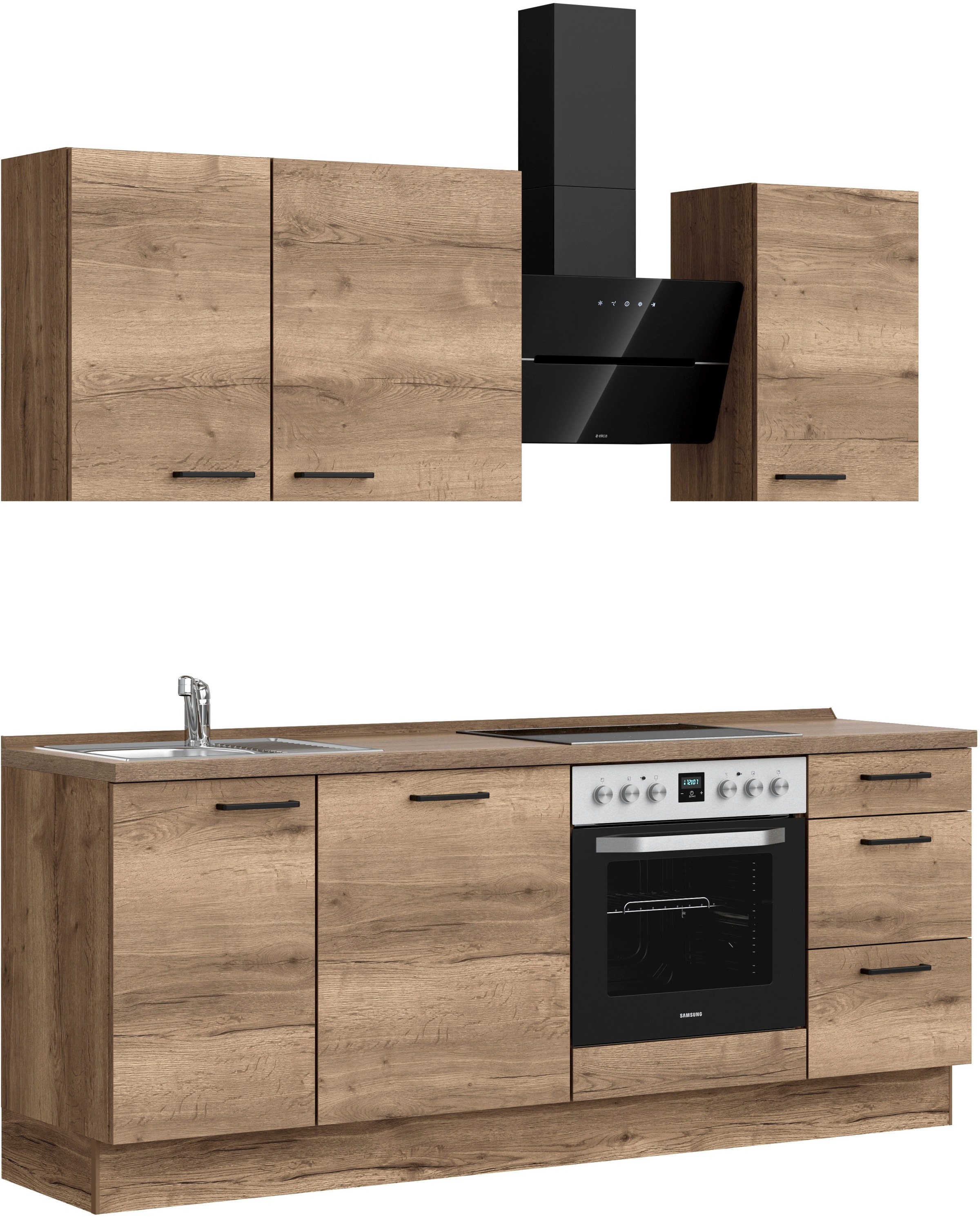 nobilia® Küchenzeile »"Structura II"«, vormontiert, Ausrichtung wählbar, Breite 210 cm, wahlw. mit E-Geräten