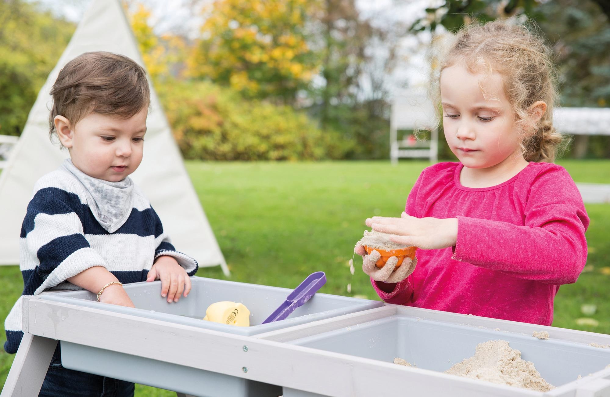 roba® Kindersitzgruppe »Picknick for 4 Outdoor Deluxe mit Spielwannen, Grau«, mit abgerundeten Ecken