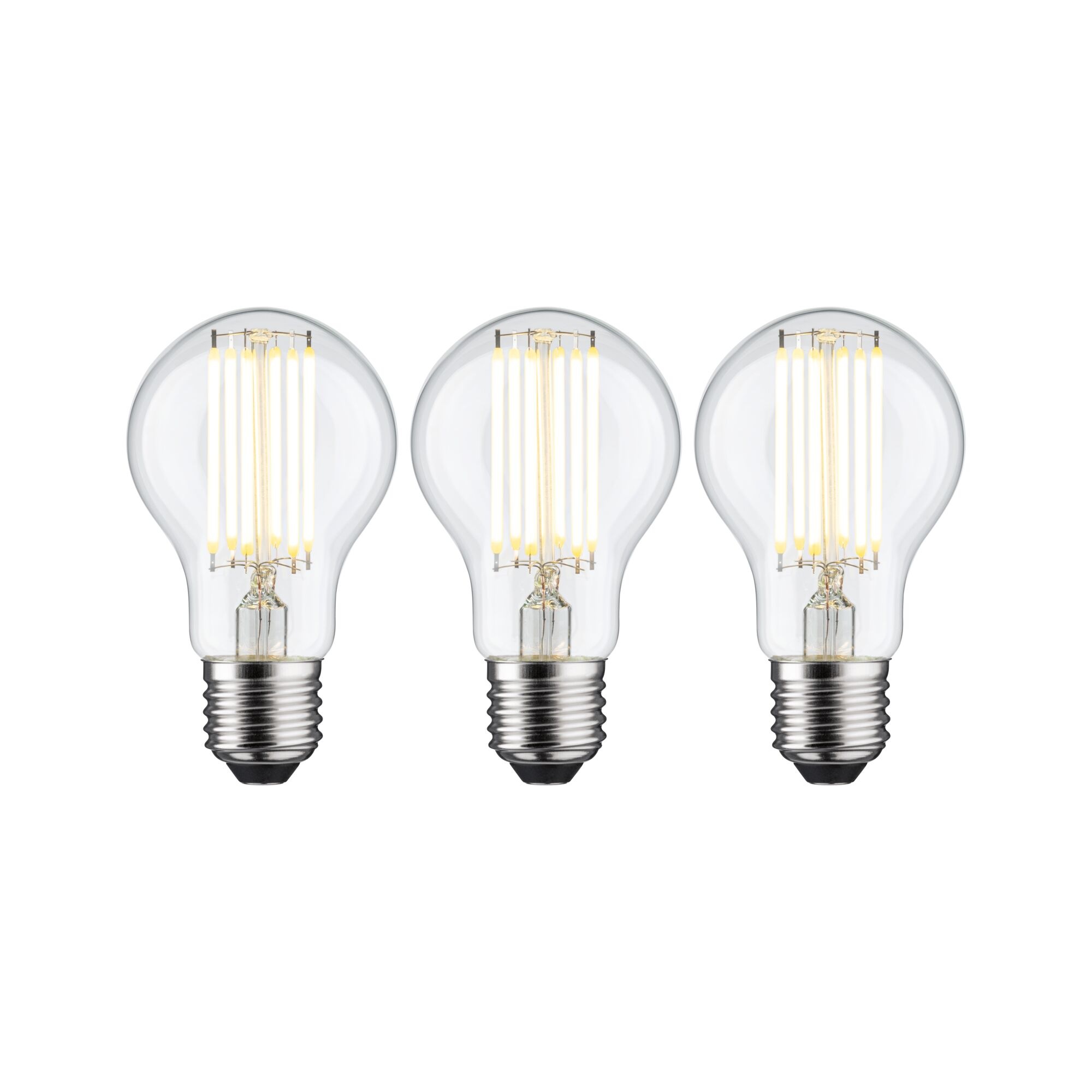Paulmann LED-Leuchtmittel »Eco-Line Filament 230V LED Birne E27 3er-Pack 1055lm 5W 3000K Klar«, E27, 3 St., Warmweiß
