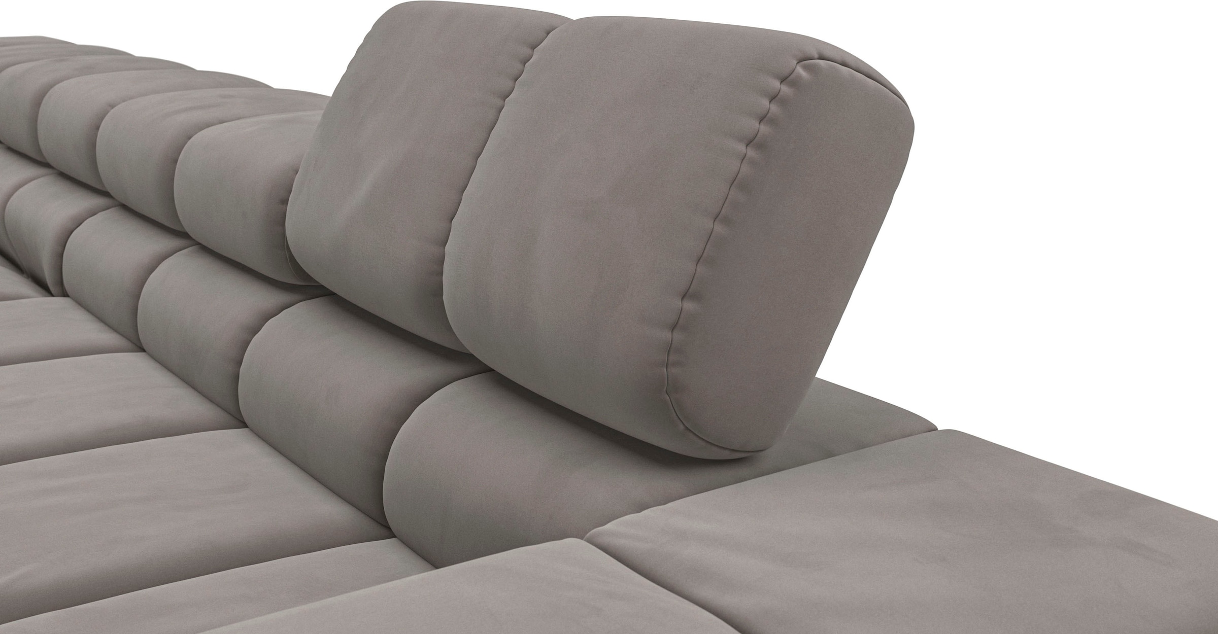 INOSIGN Ecksofa »Ancona New, wahlweise motorische Sitztiefenverstellung, auch in Cord«, feine Steppung, mit Kopfteilverstellung, 3 Zierkissen, L-Form