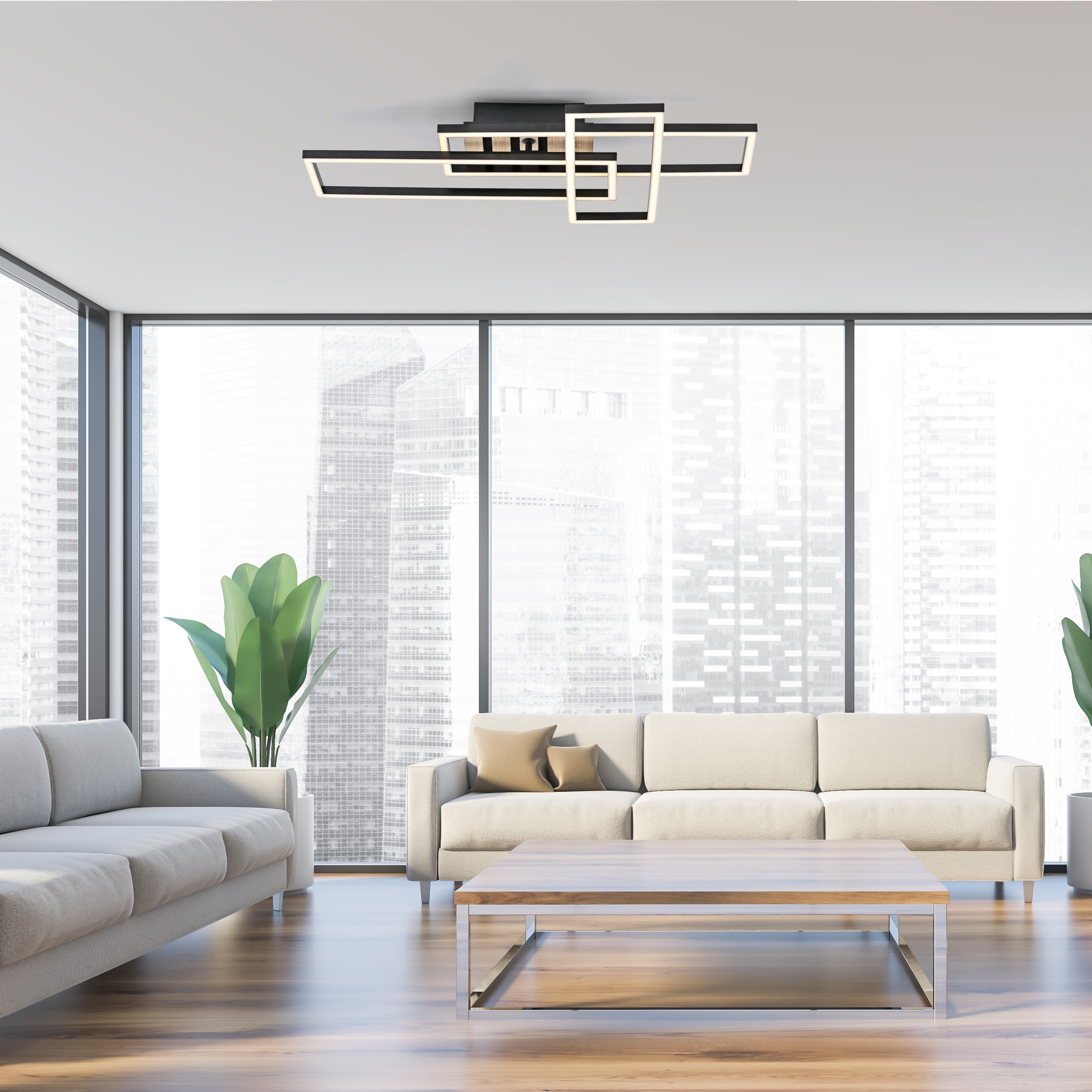 JUST LIGHT LED Deckenleuchte »AKUSTIKA« LED-Board 1 Stk. Warmweiß Eichenfur günstig online kaufen