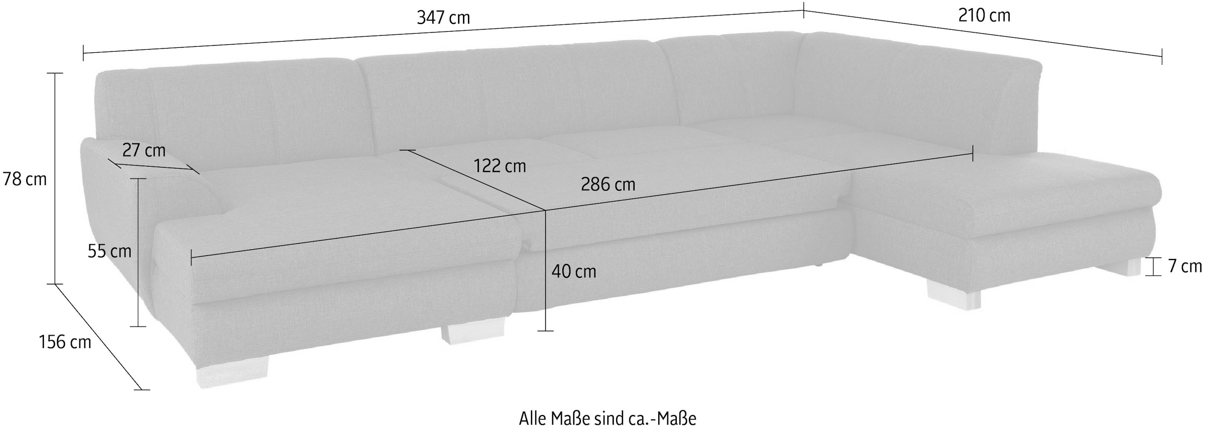 Home affaire Wohnlandschaft »Nika U-Form«, Wohnlandschaft, MELROSE®/Struktur oder Struktur fein