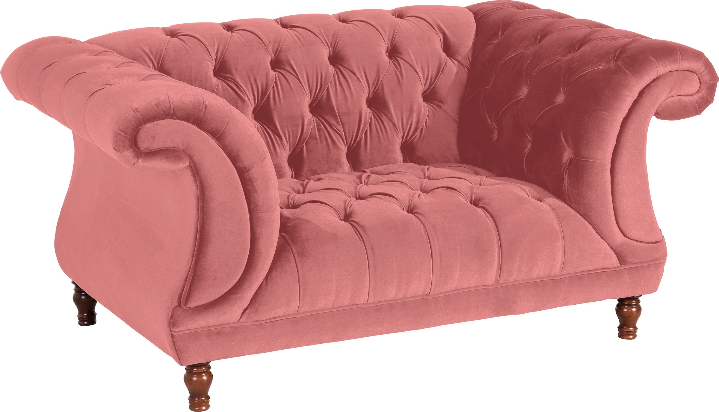 Max Winzer® Loveseat »Isabelle, Loungesessel«, Knopfheftung & gedrechselten Füßen in Buche Nussbaum, Breite 167 cm