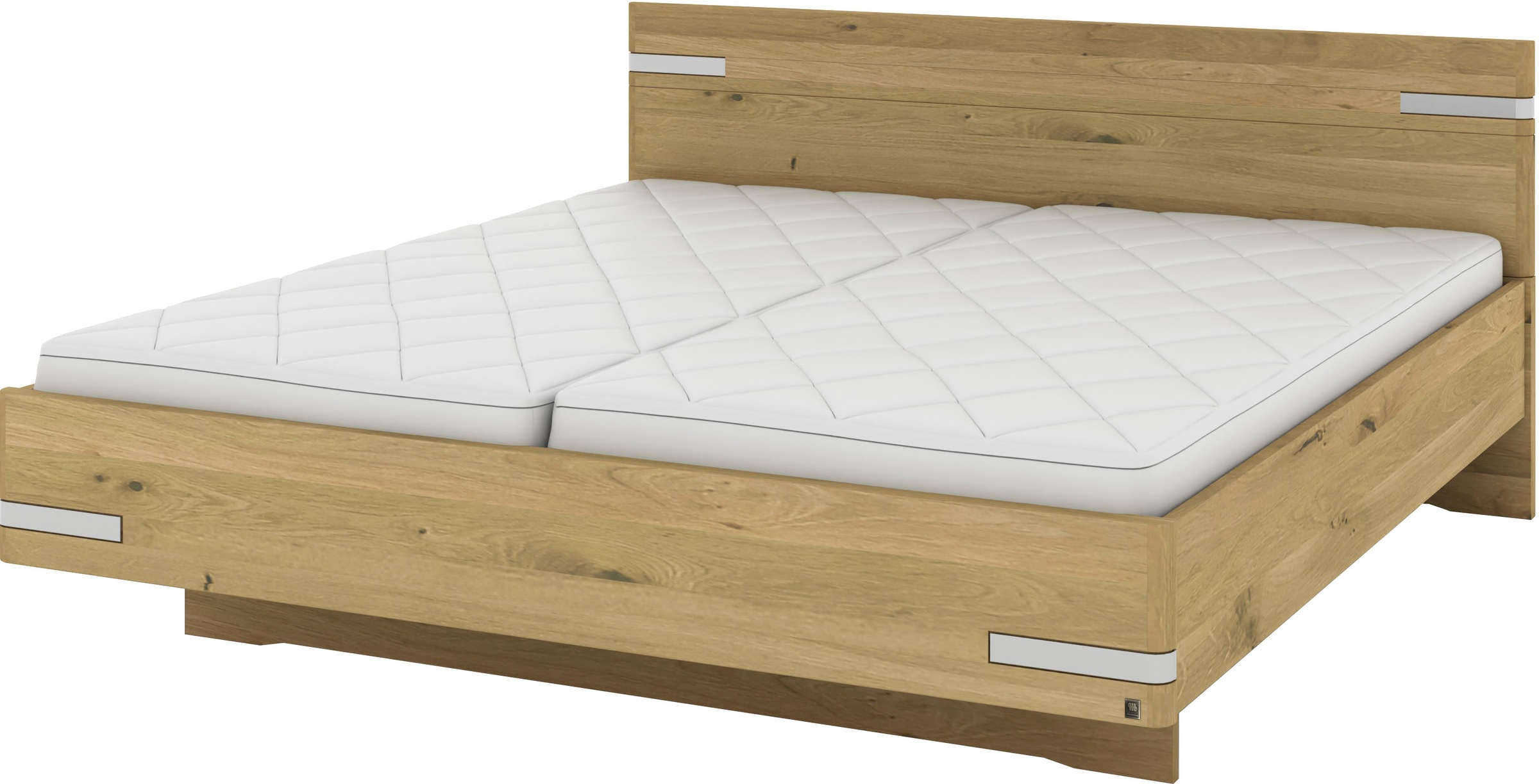 Musterring Holzbett »Savona«, (Belastbarkeit 220 Kg, 4-fache Liegehöhenverstellung, MADE IN GERMANY), Kopfteil in Bianco-Eiche massiv, Details in Chrom, verschiedene Größen