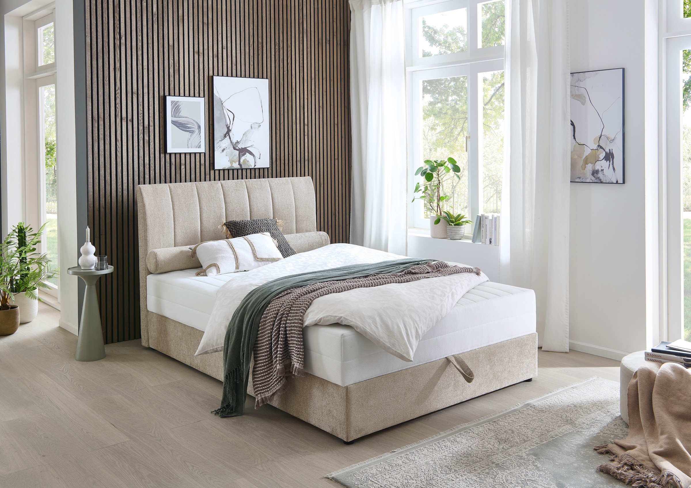 ATLANTIC home collection Boxbett »ALISIA« mit Taschenfederkern, Bettkasten und Kissenrolle im Originalbezug